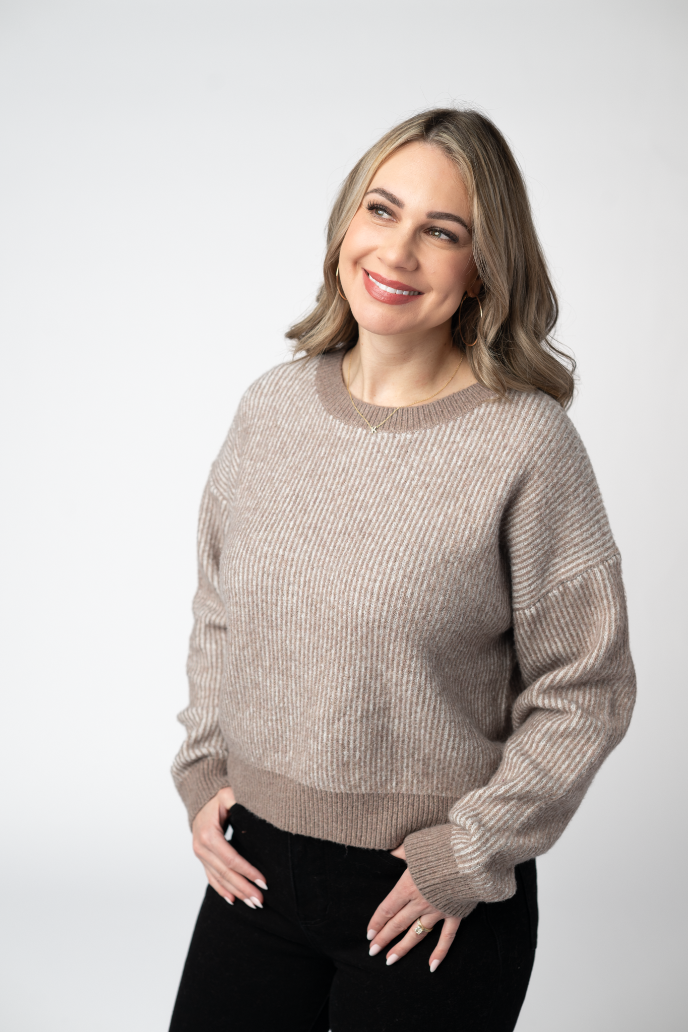 Michelle Mae Josie Cozy Crew Sweater - Mocha