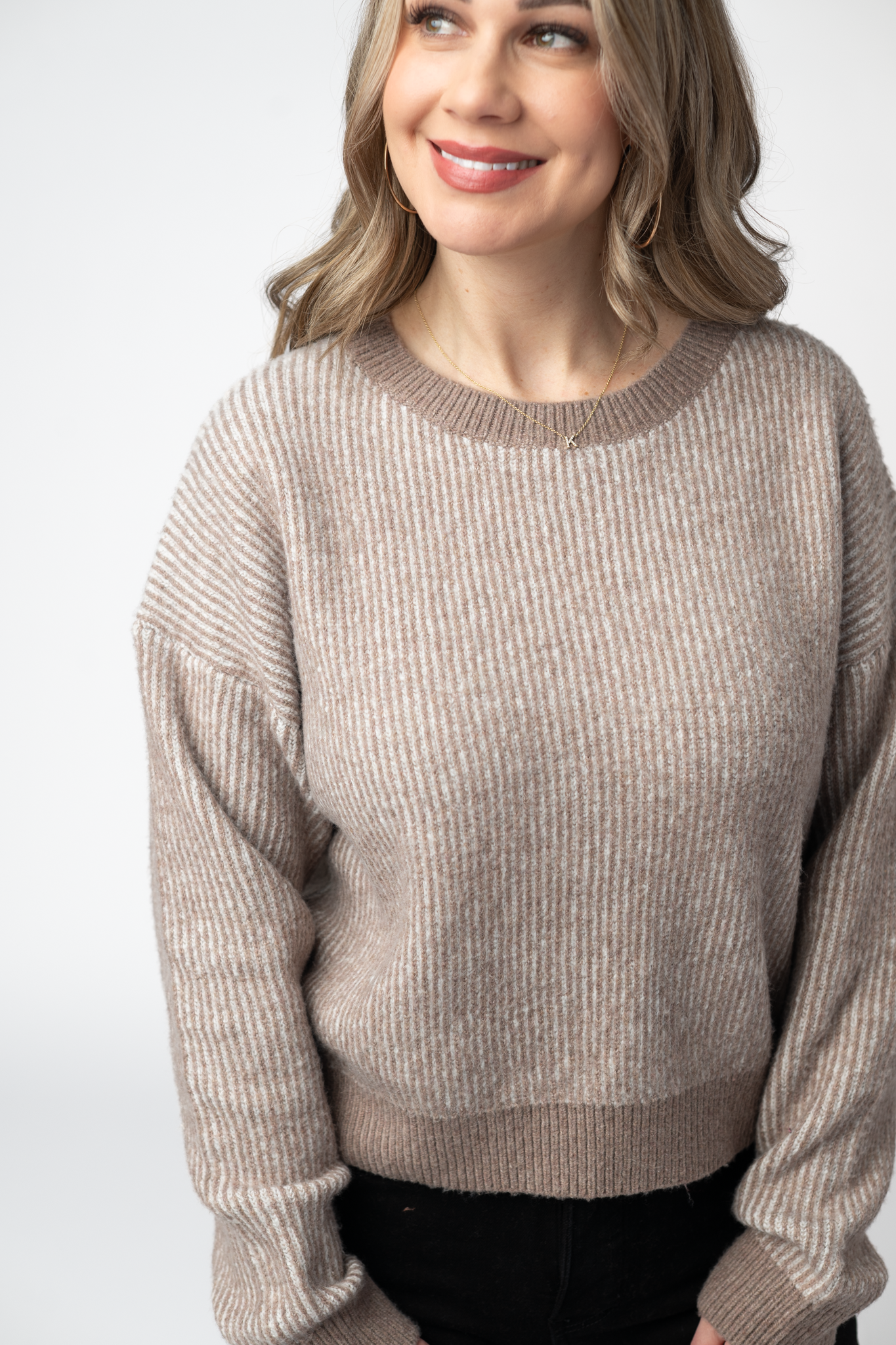 Michelle Mae Josie Cozy Crew Sweater - Mocha