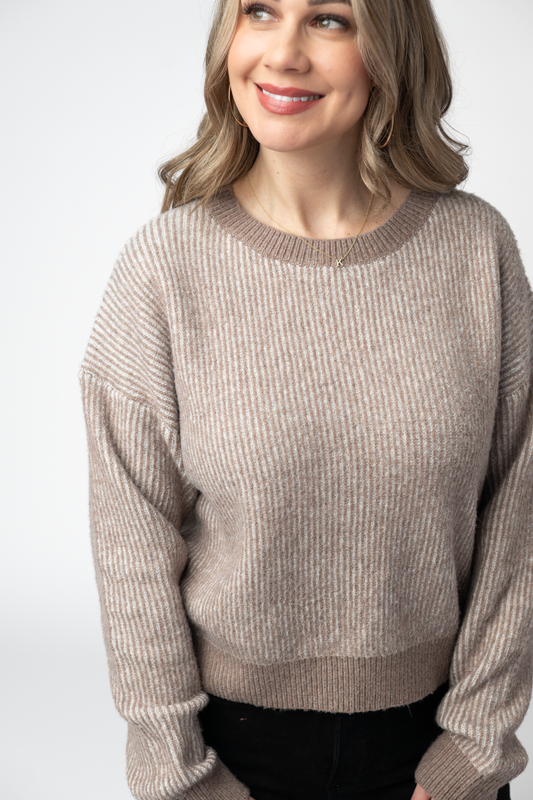 Michelle Mae Josie Cozy Crew Sweater - Mocha