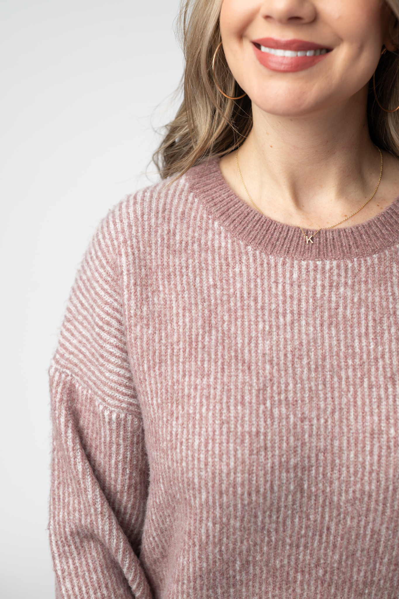 Michelle Mae Josie Cozy Crew Sweater - Dusty Rose