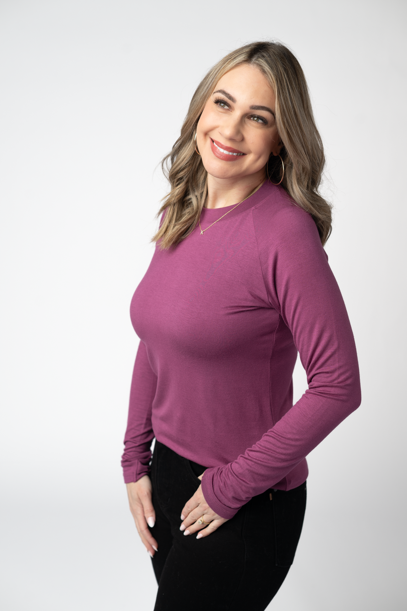 Michelle Mae Blair Long Sleeve Top - Mulberry