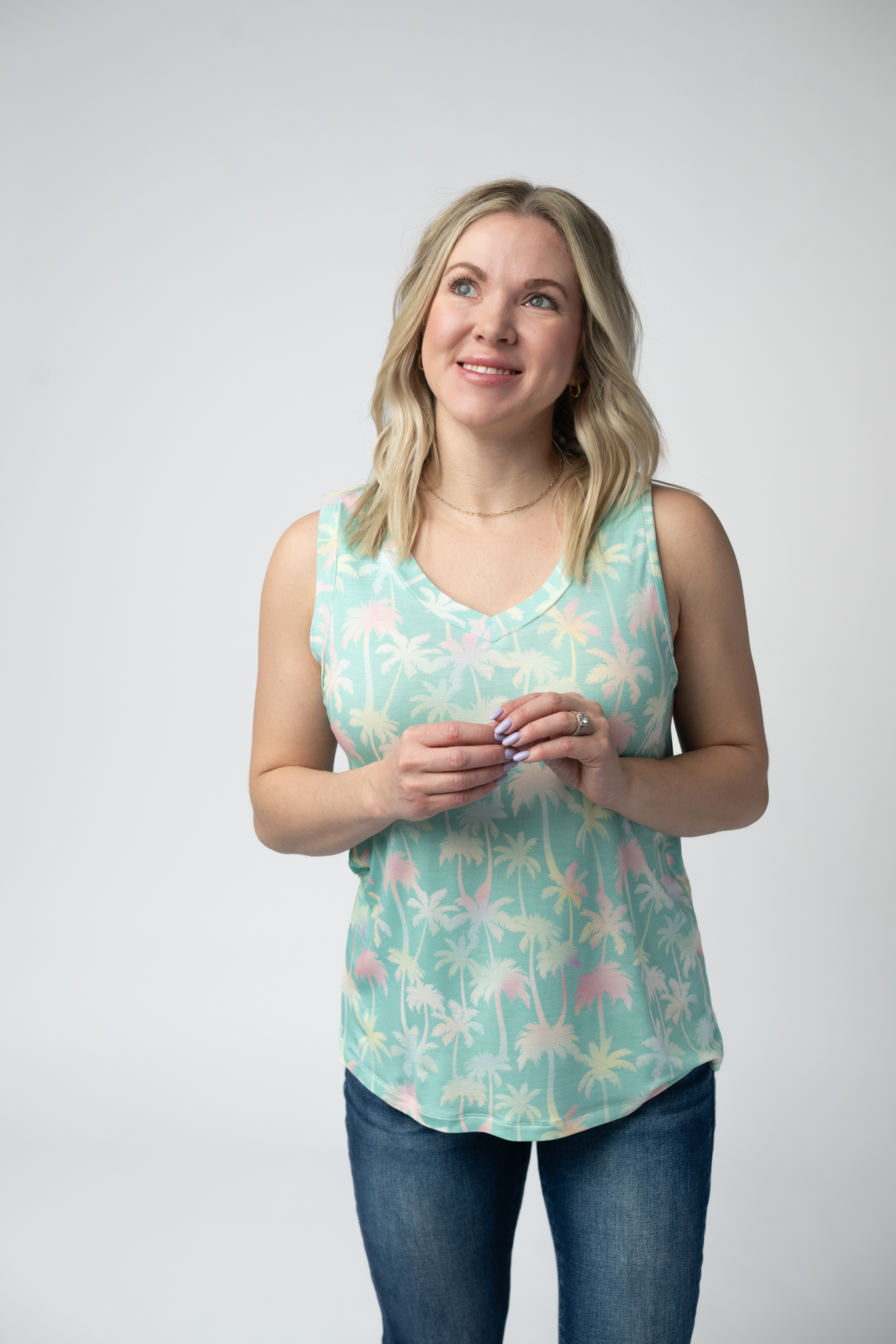 Michelle Mae Noelle Tank - Aqua Palm