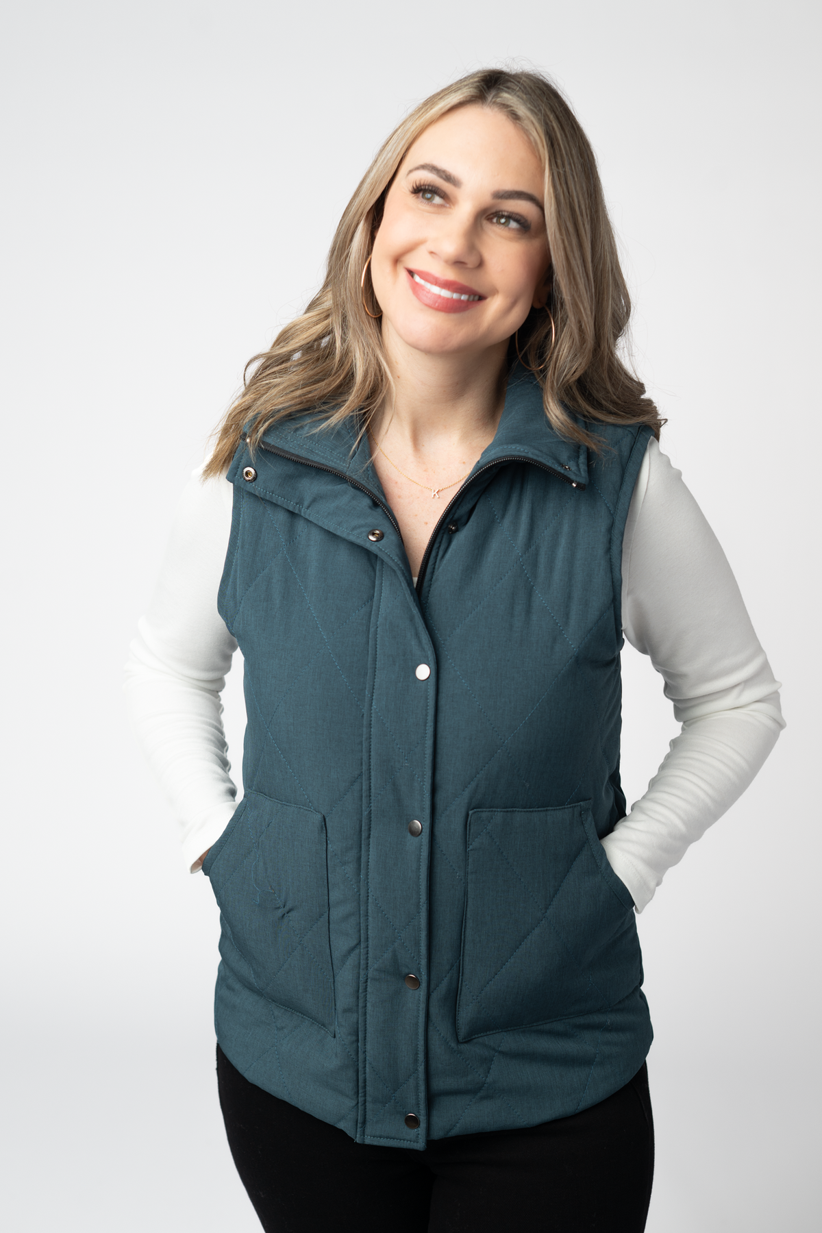 Michelle Mae Remy Zip Up Vest - Teal