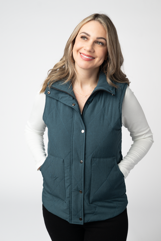Michelle Mae Remy Zip Up Vest - Teal