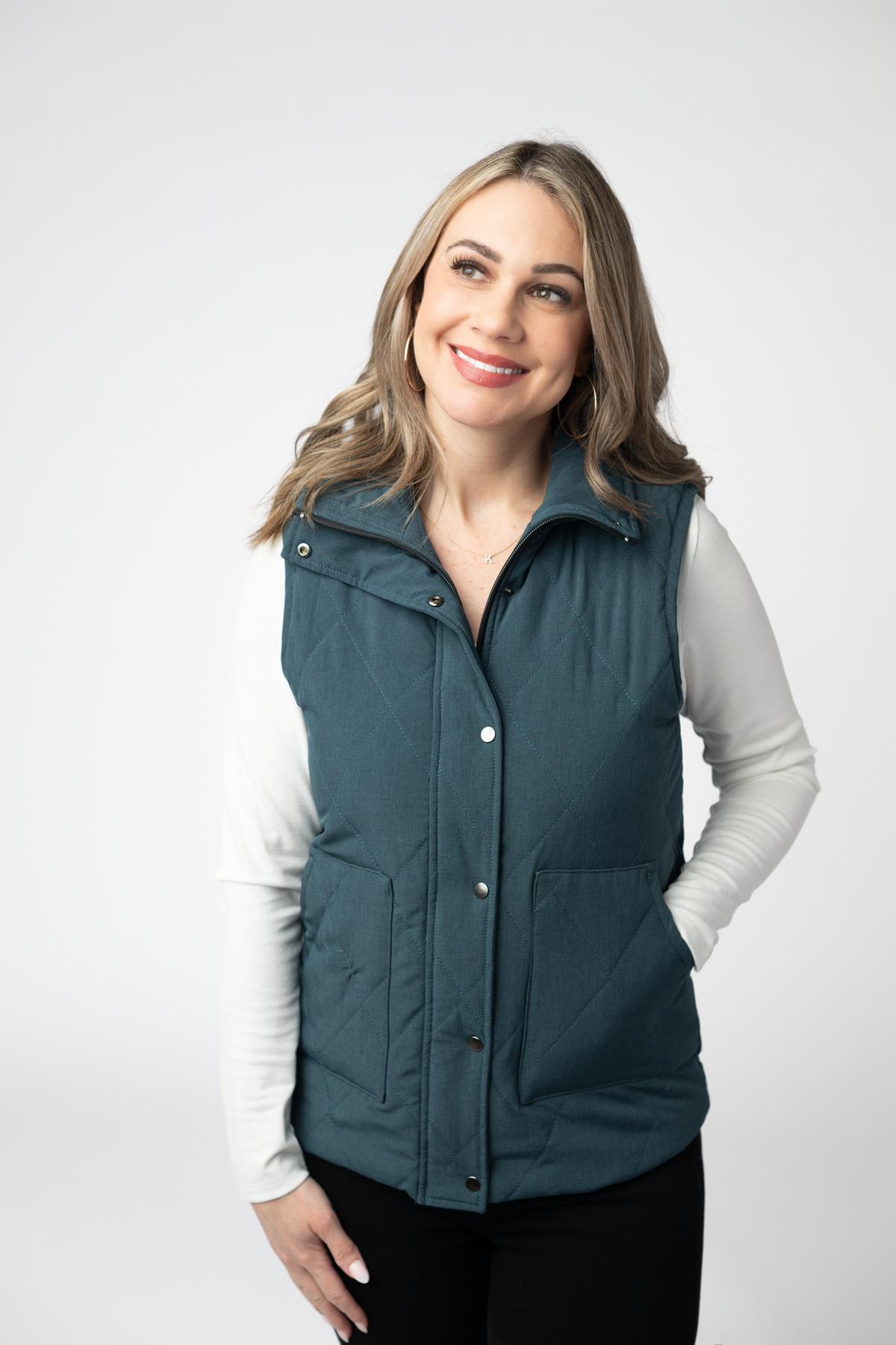 Michelle Mae Remy Zip Up Vest - Teal