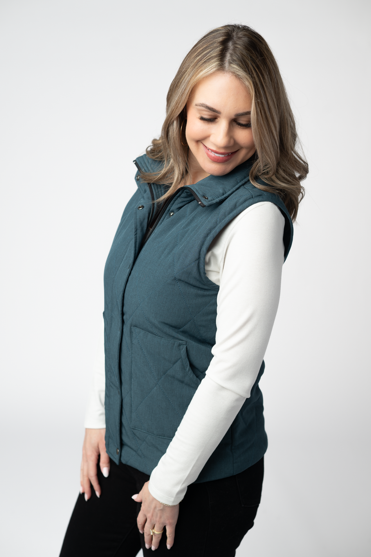 Michelle Mae Remy Zip Up Vest - Teal