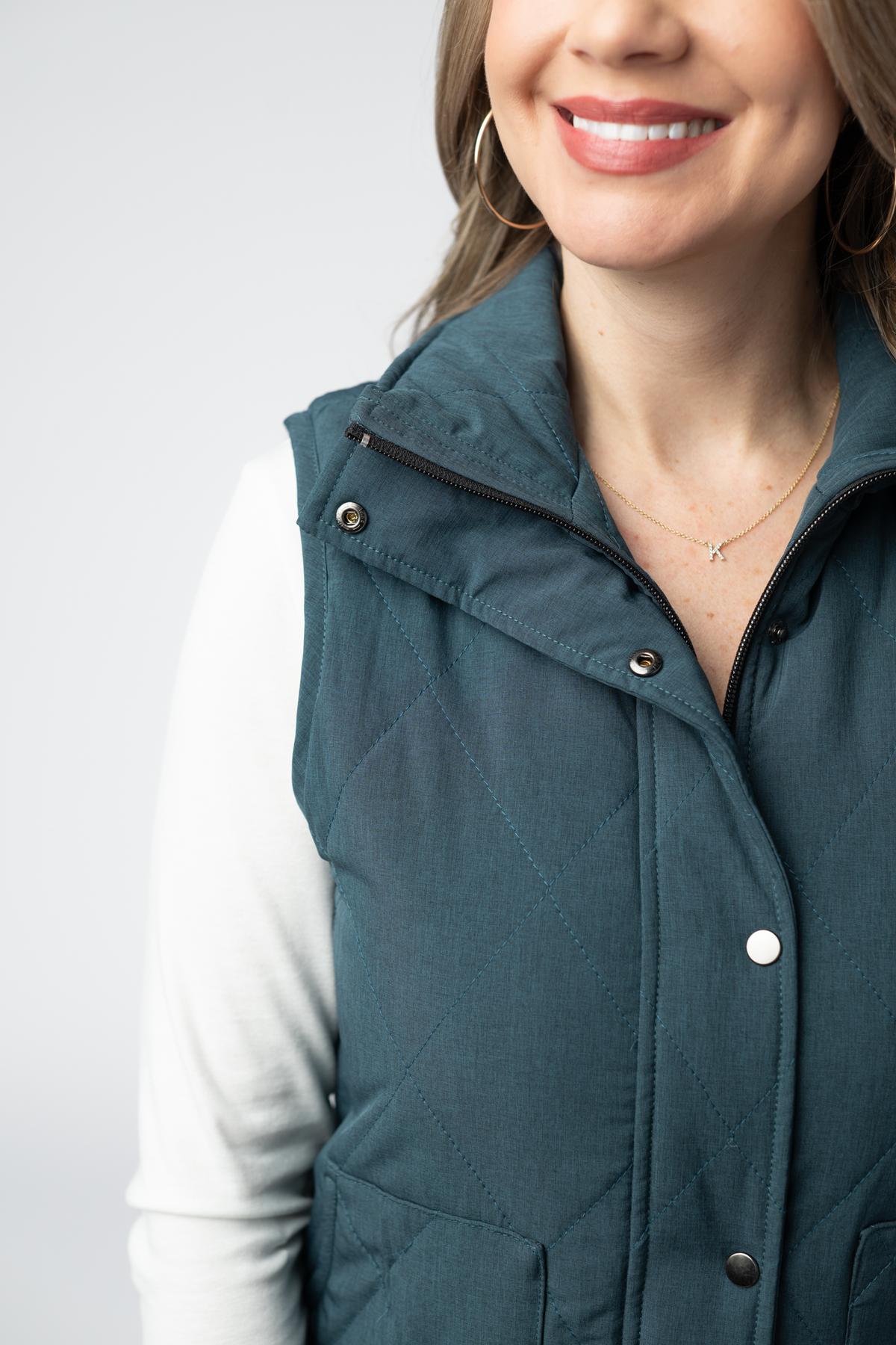Michelle Mae Remy Zip Up Vest - Teal