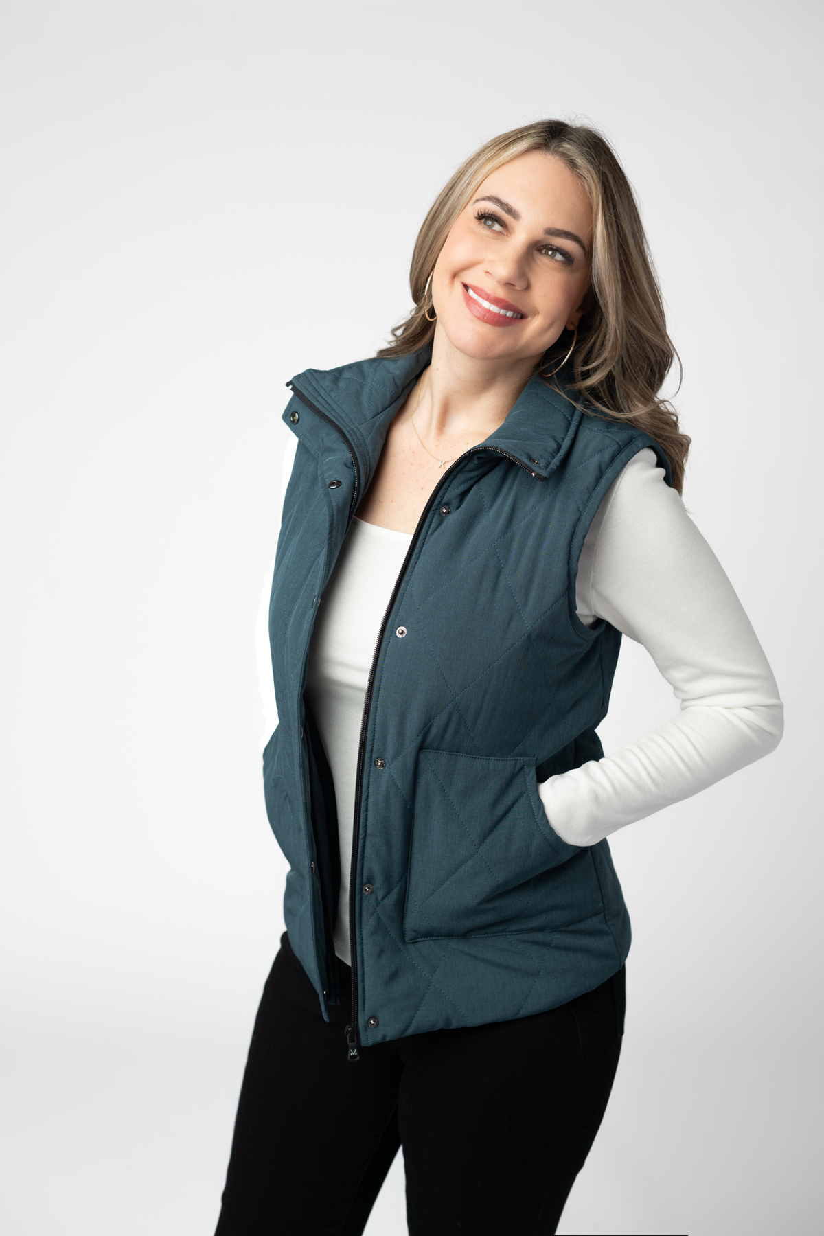 Michelle Mae Remy Zip Up Vest - Teal