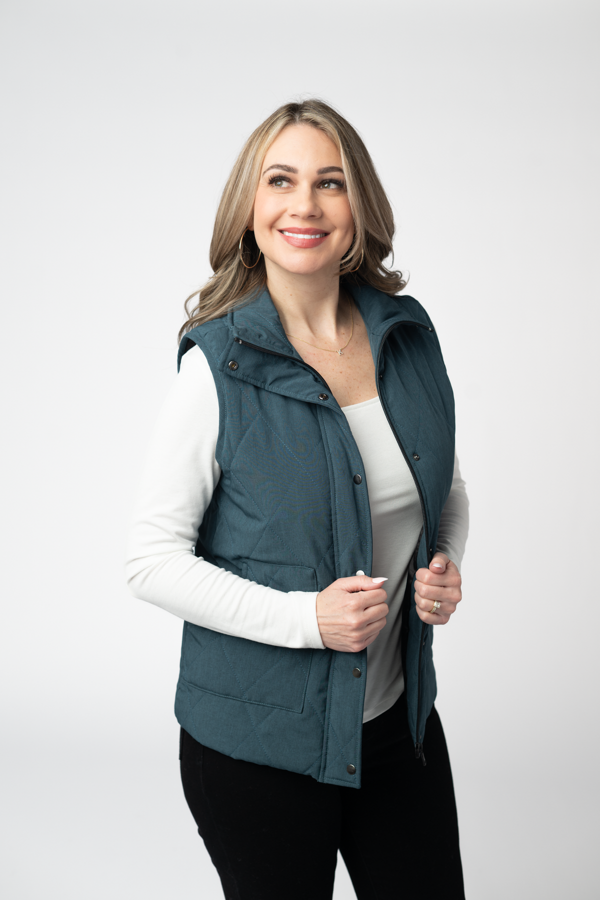 Michelle Mae Remy Zip Up Vest - Teal