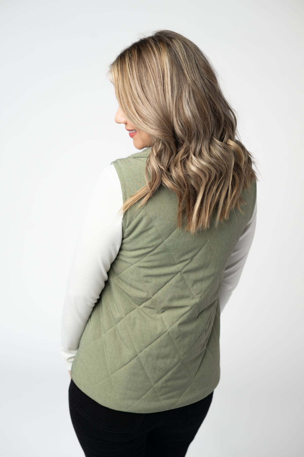 Michelle Mae Remy Zip Up Vest - Dark Sage