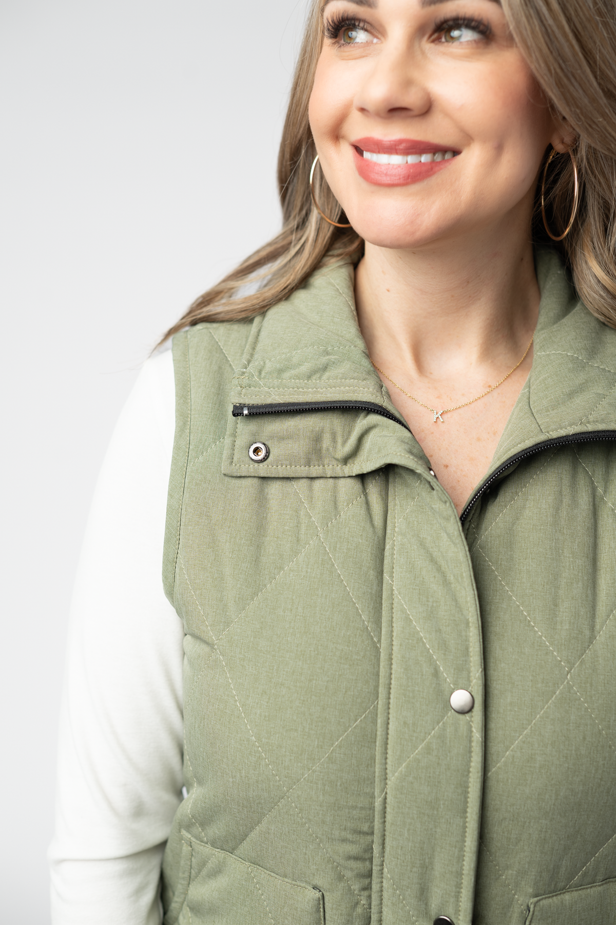 Michelle Mae Remy Zip Up Vest - Dark Sage