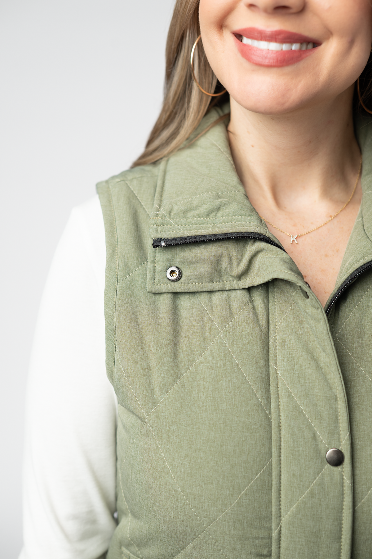 Michelle Mae Remy Zip Up Vest - Dark Sage