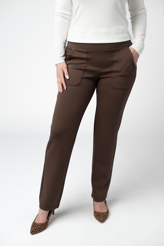 Michelle Mae Luxe Scuba Ankle Bottoms- Brown