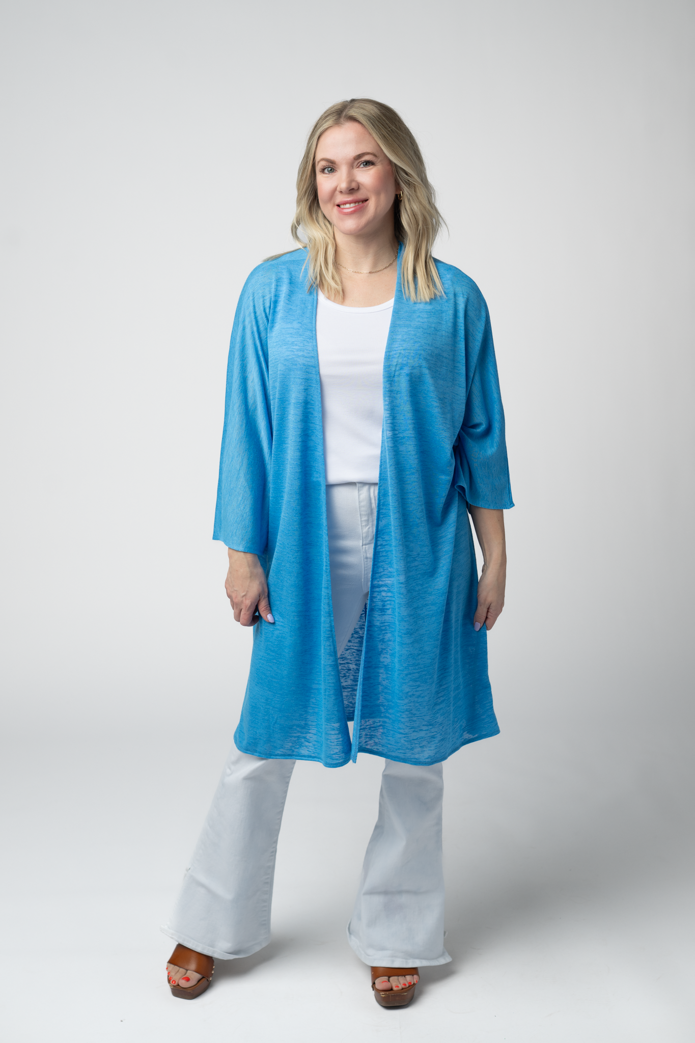 Michelle Mae Ellie Cover-Up Kimono - Light Blue
