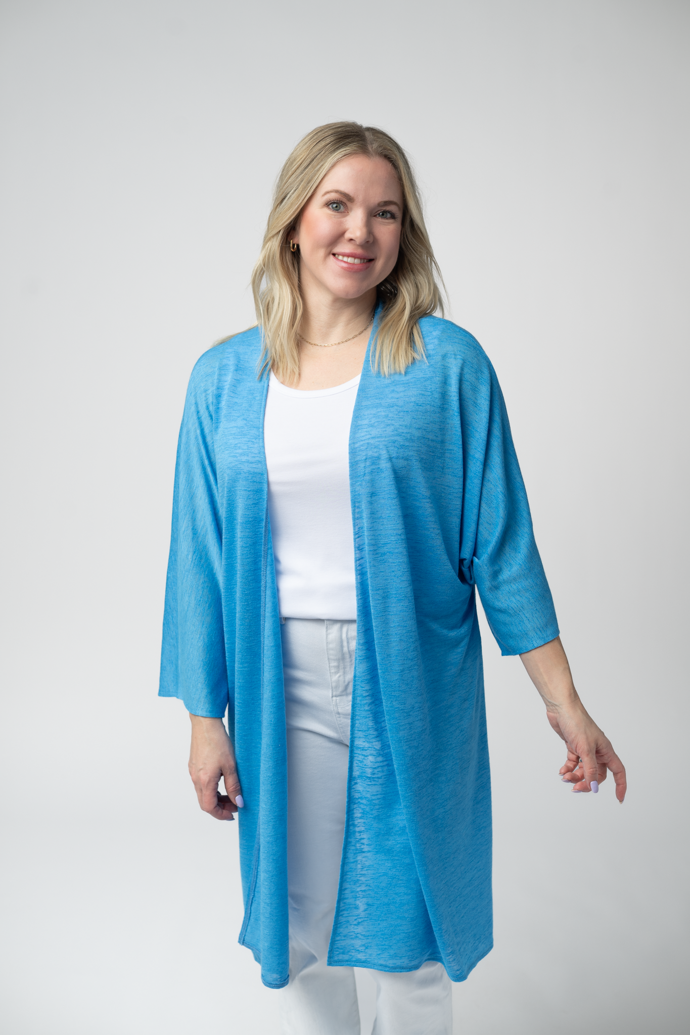 Michelle Mae Ellie Cover-Up Kimono - Light Blue