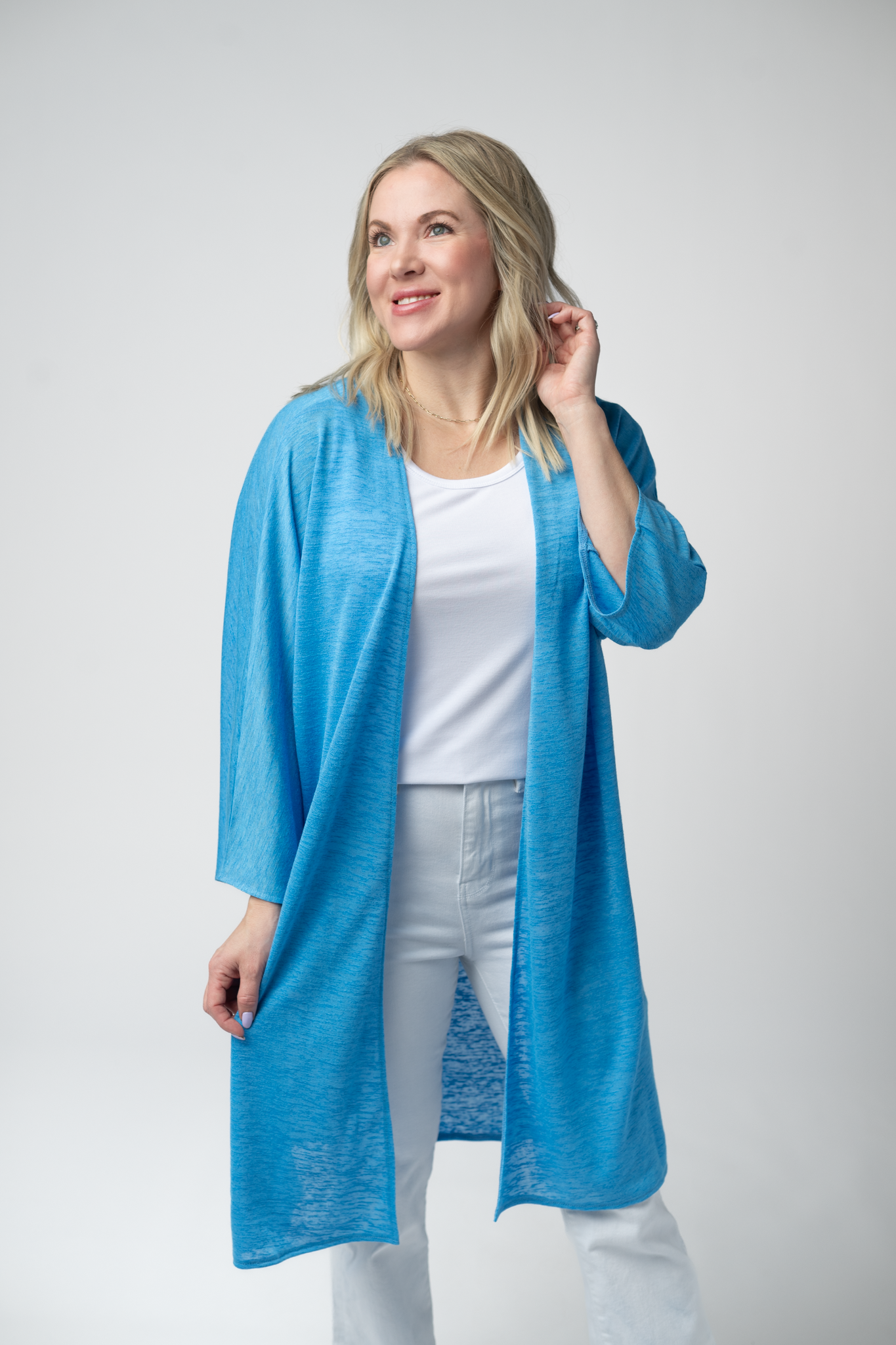 Michelle Mae Ellie Cover-Up Kimono - Light Blue