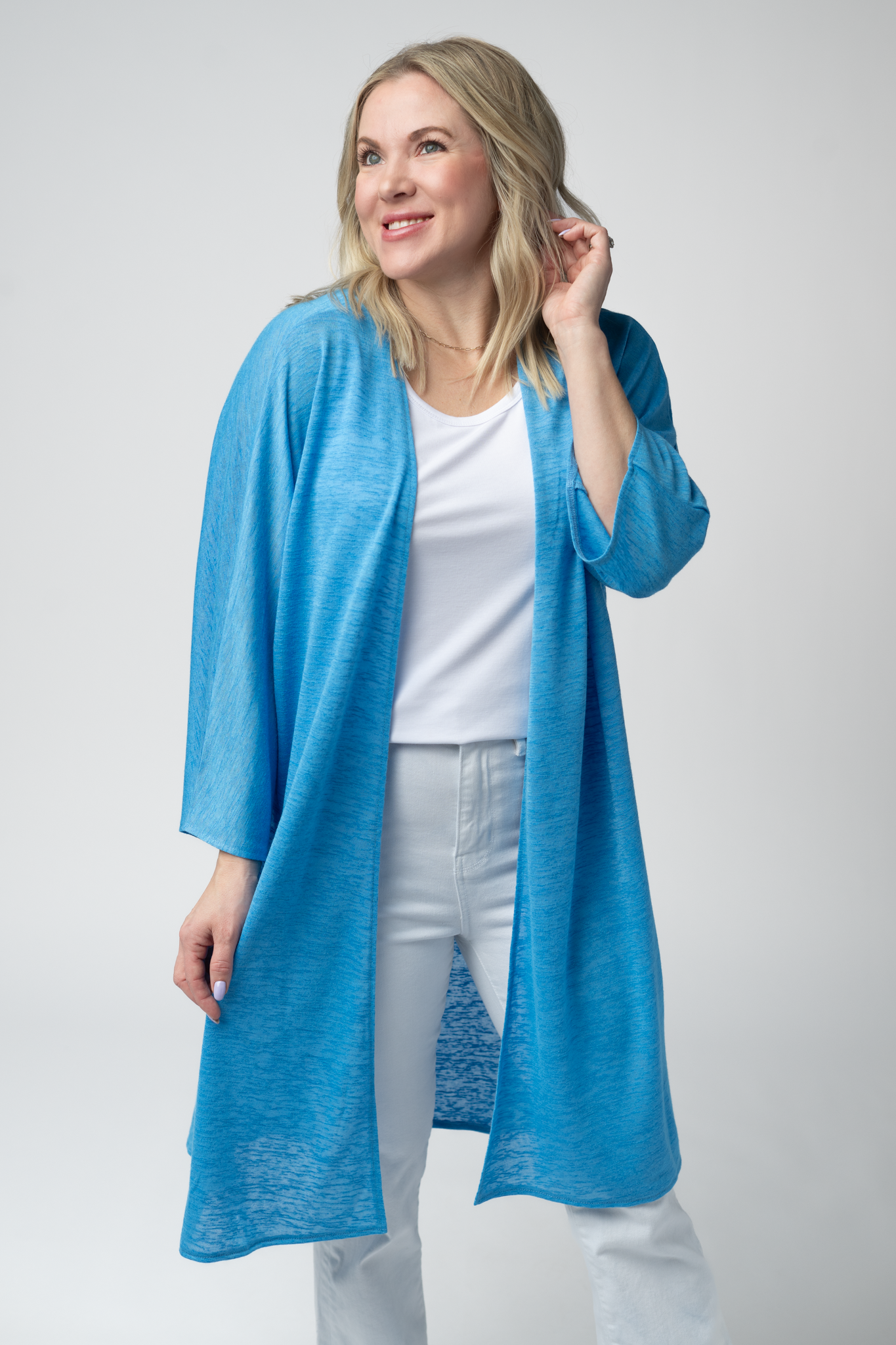 Michelle Mae Ellie Cover-Up Kimono - Light Blue