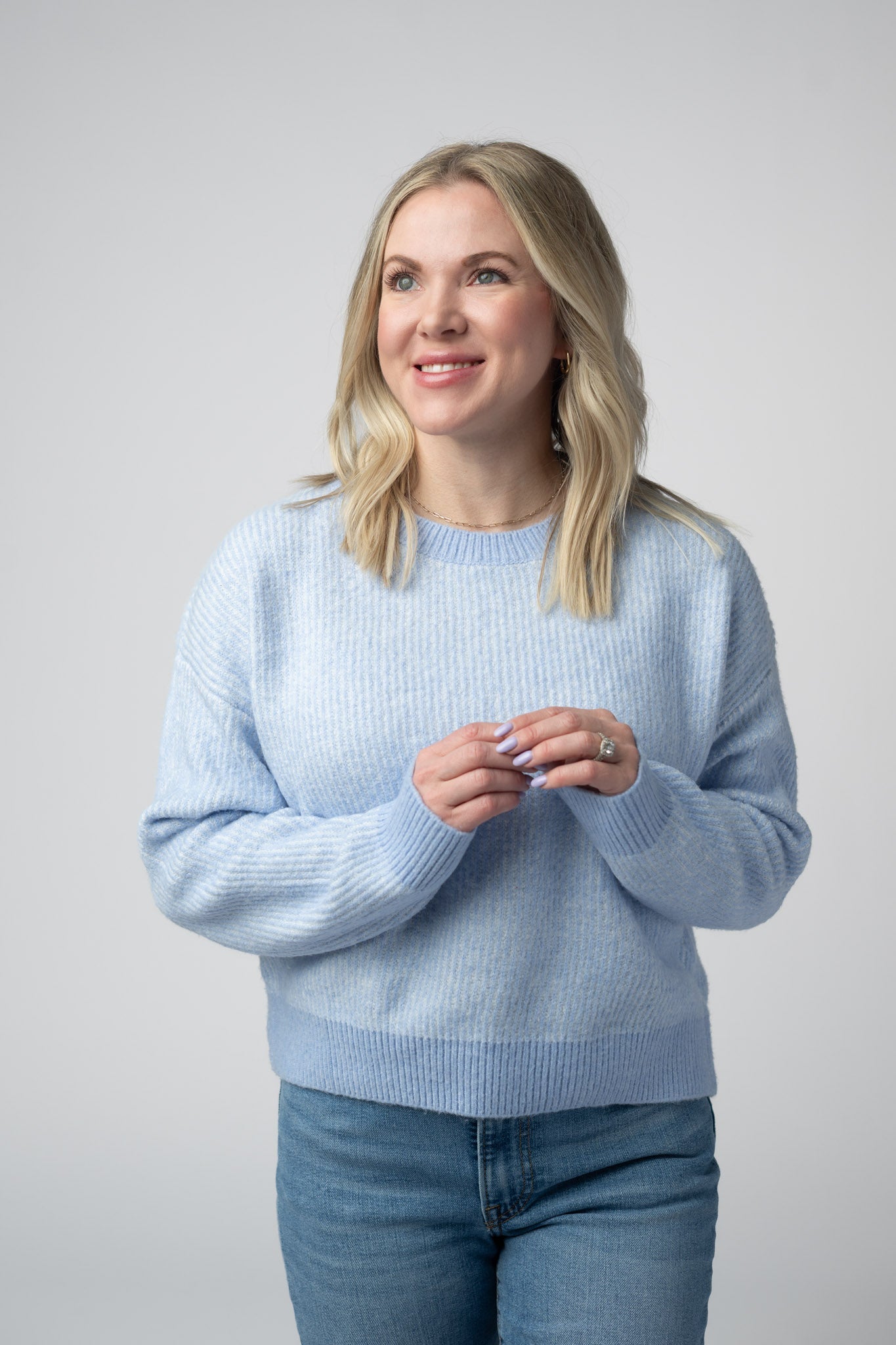 Michelle Mae Josie Cozy Crew Sweater - Sky Blue