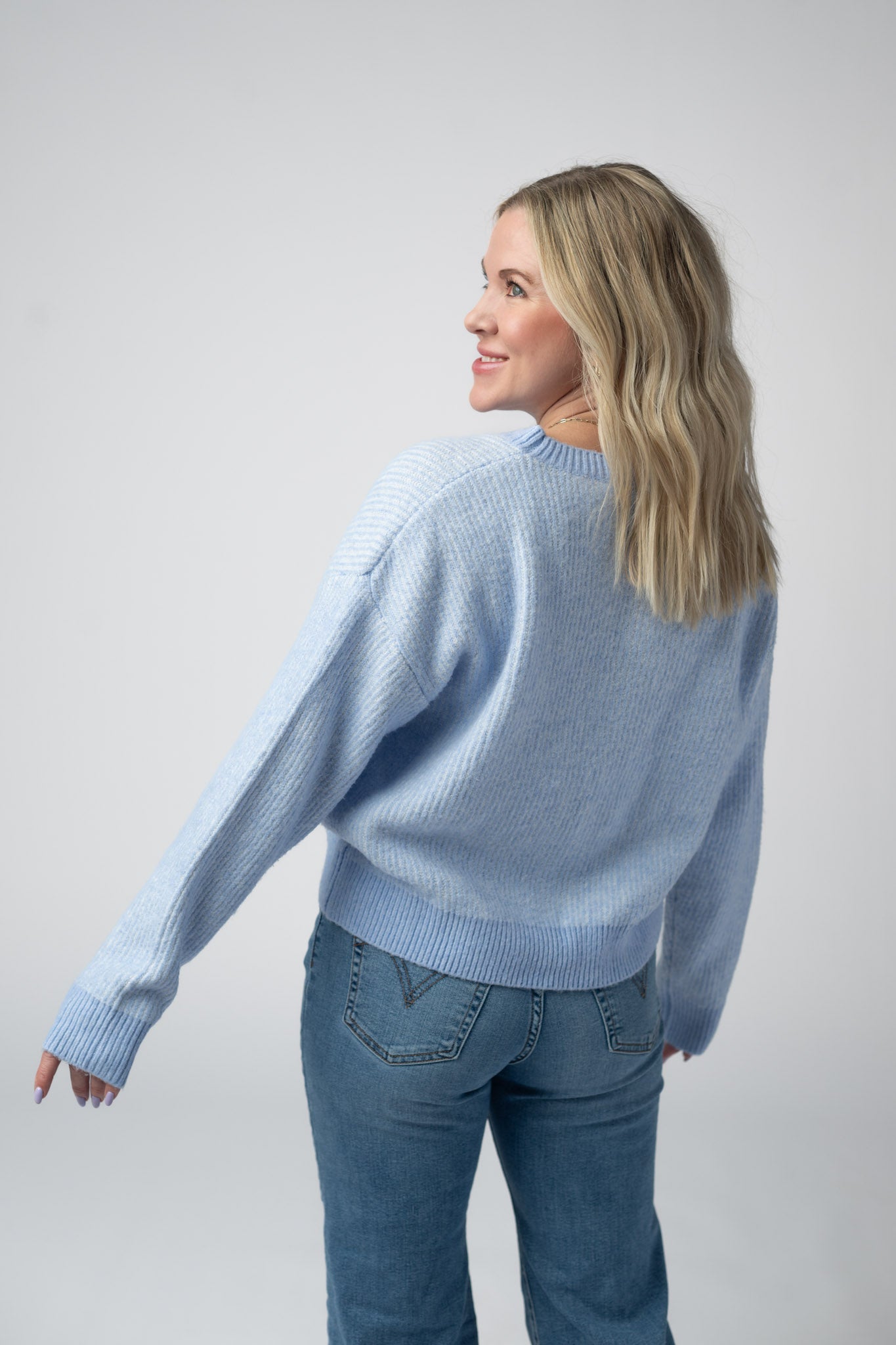 Michelle Mae Josie Cozy Crew Sweater - Sky Blue