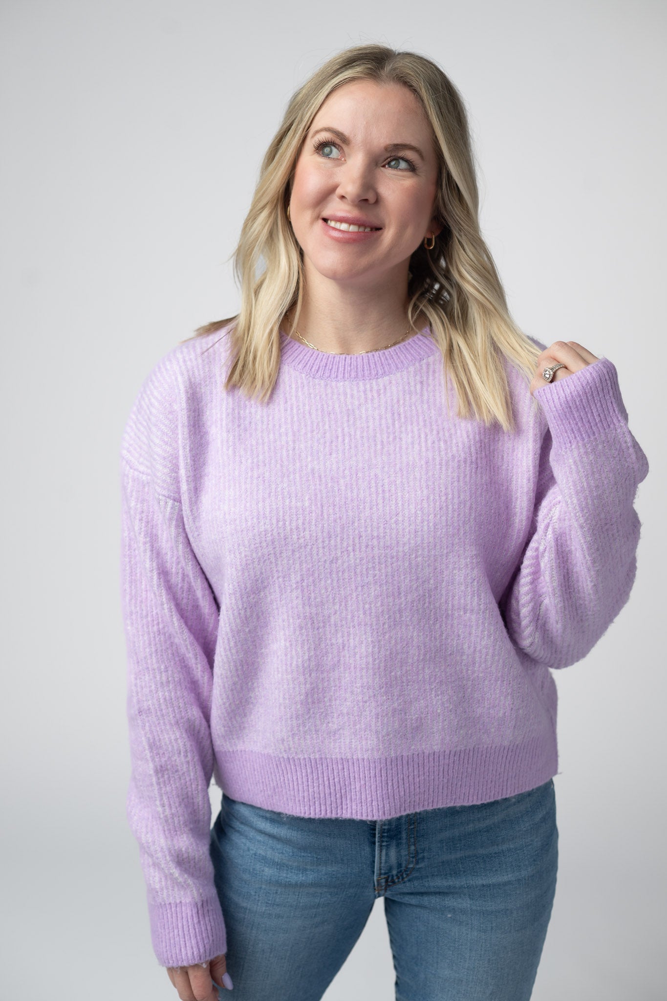 Michelle Mae Josie Cozy Crew Sweater - Lavender