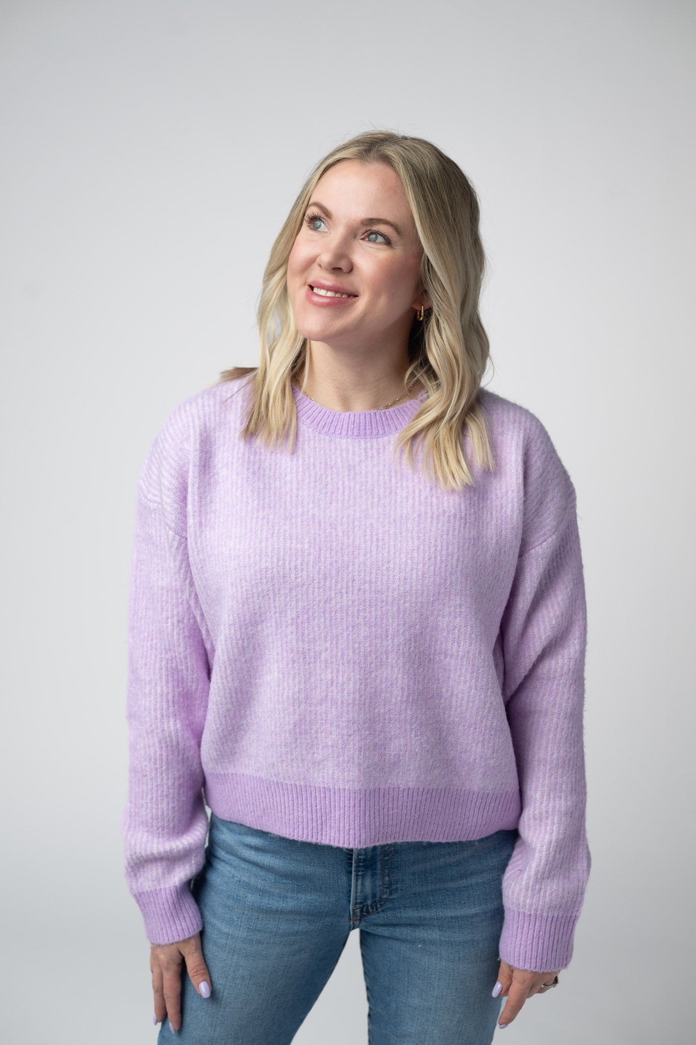 Michelle Mae Josie Cozy Crew Sweater - Lavender