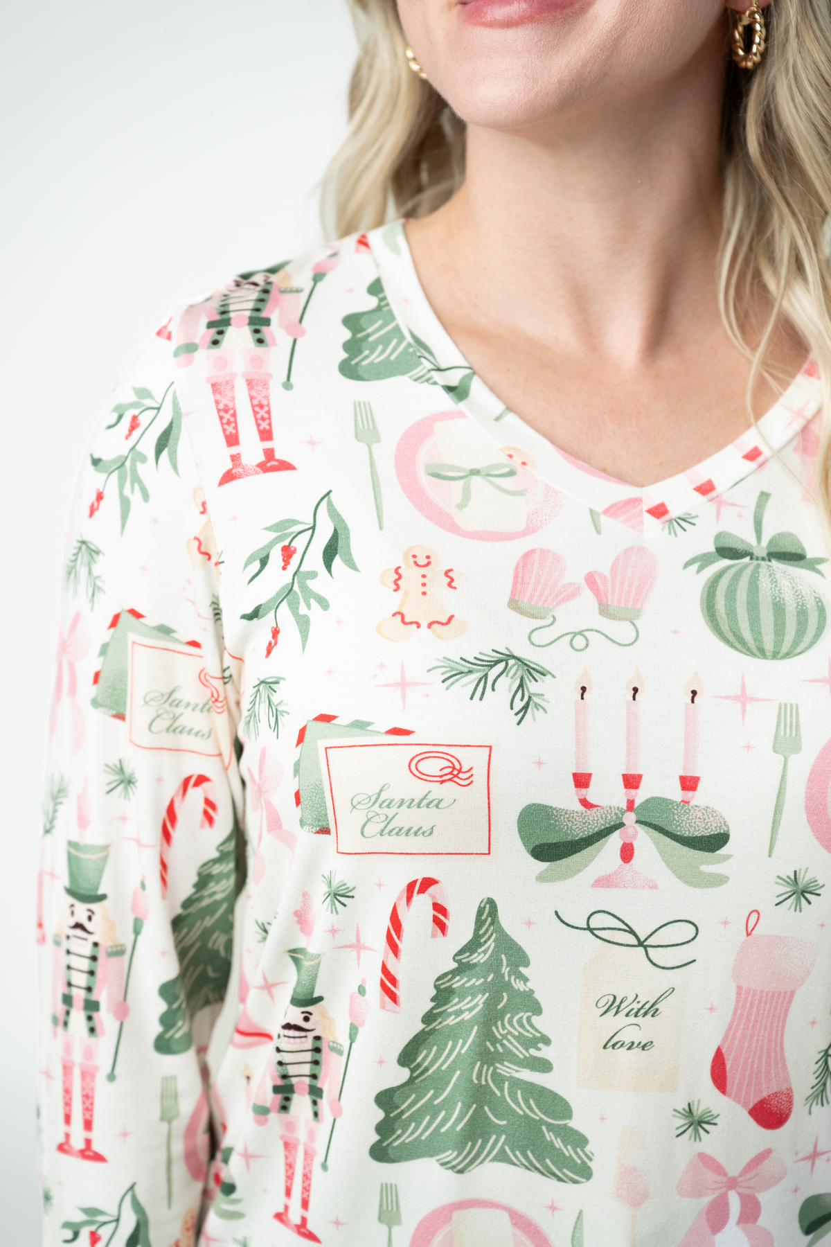 Michelle Mae Larissa Long Sleeve - Pink Pine Noel