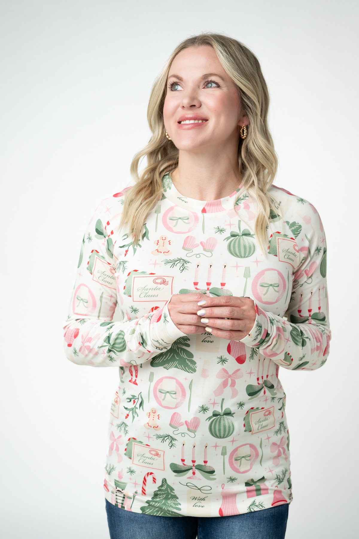 Michelle Mae Blair Long Sleeve Top - Pink Pine Noel