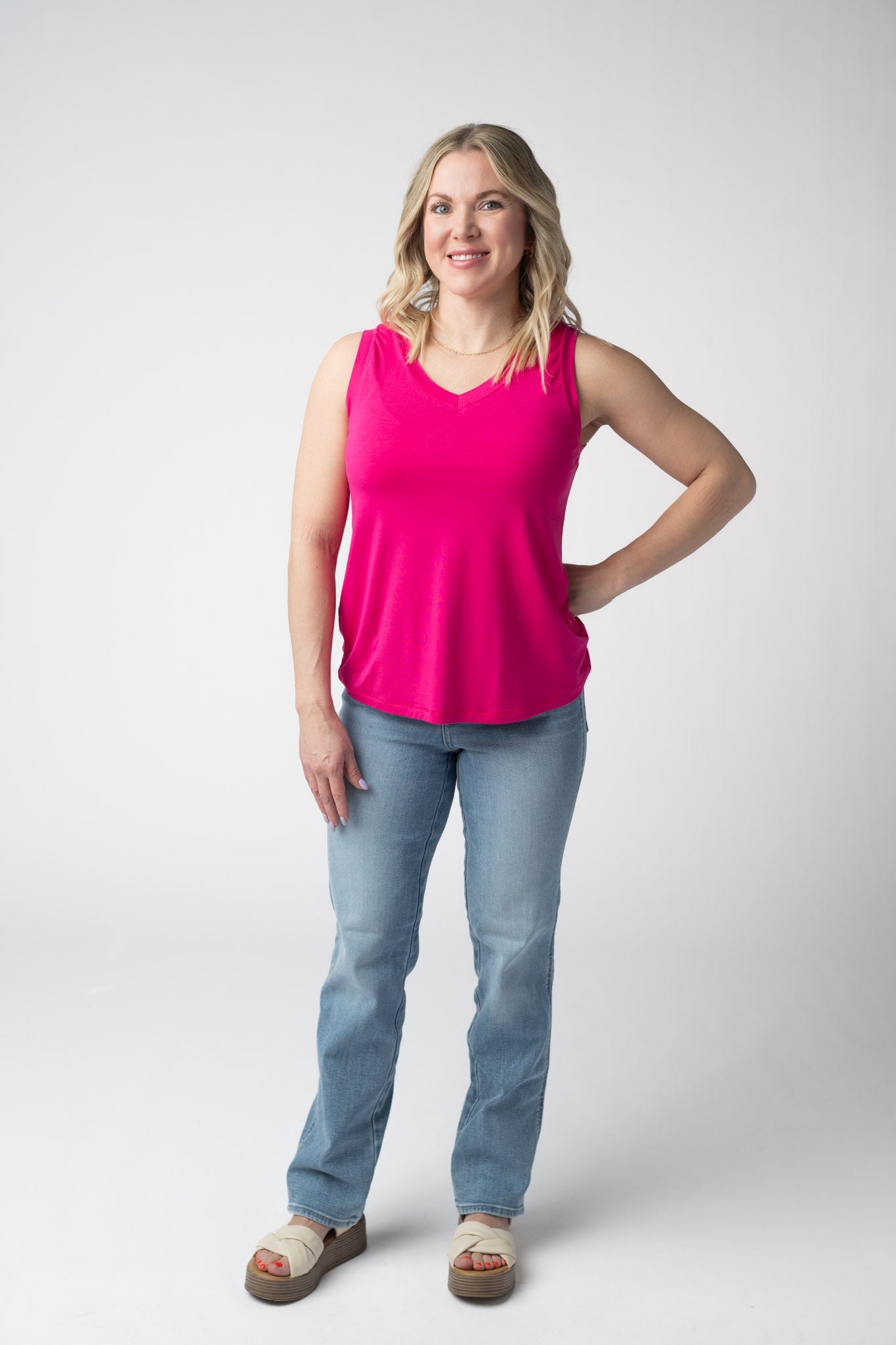 Michelle Mae Noelle Tank - Hot Pink