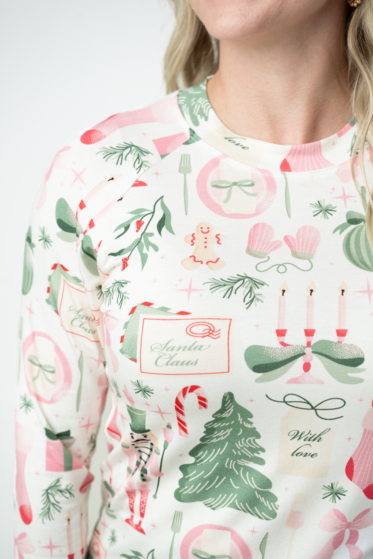 Michelle Mae Blair Long Sleeve Top - Pink Pine Noel