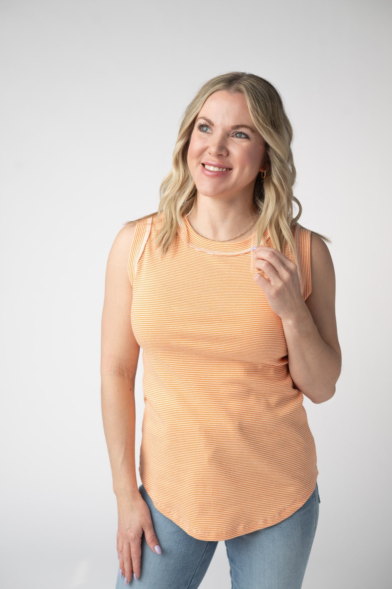 Michelle Mae Morgan Micro Striped Tank - Orange