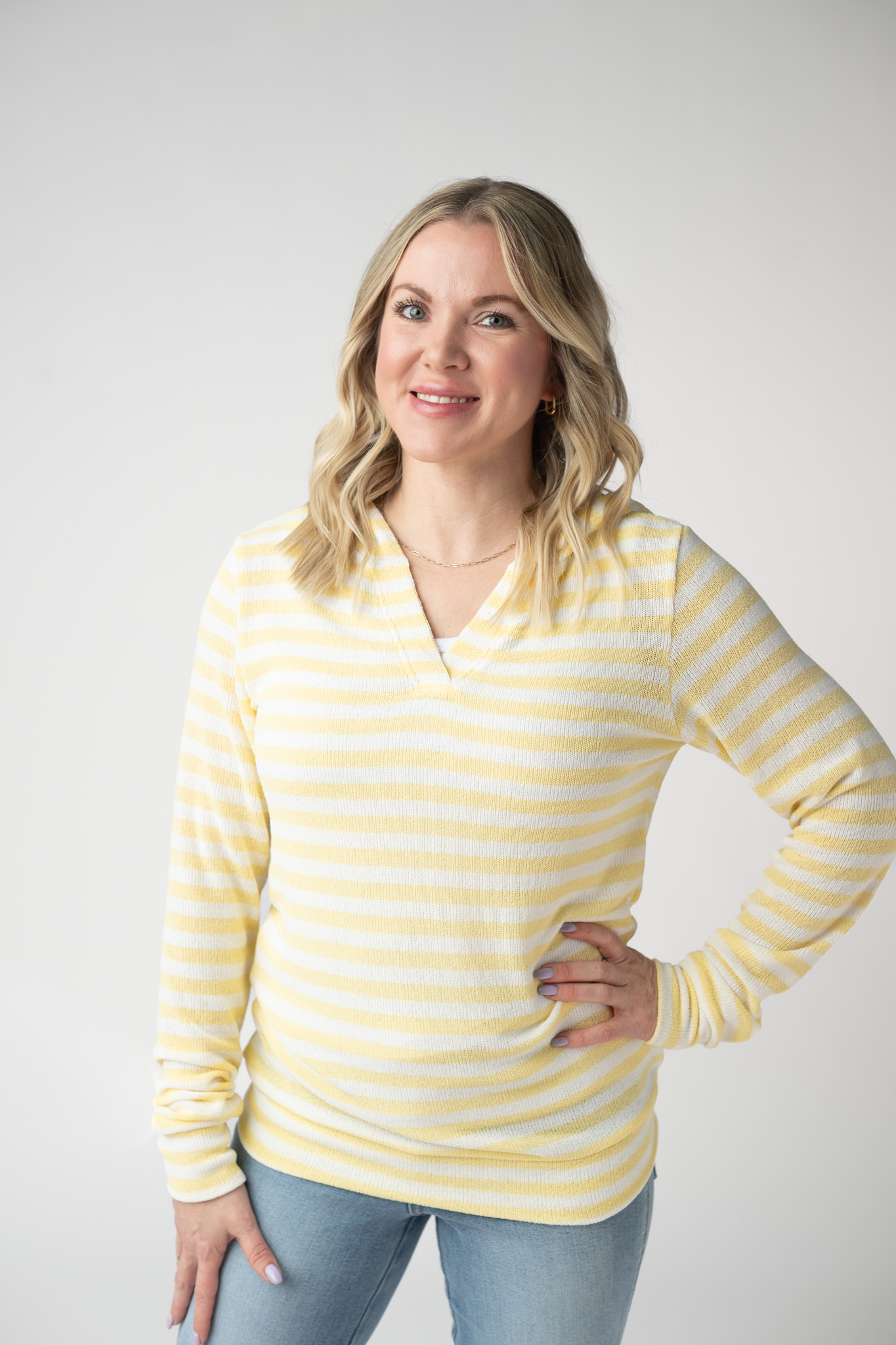 Michelle Mae Amelia Striped Hoodie - Lemon