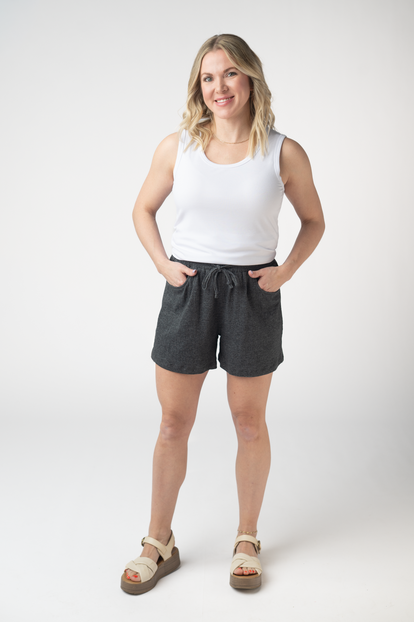 Michelle Mae Candice Crinkle Shorts - Charcoal