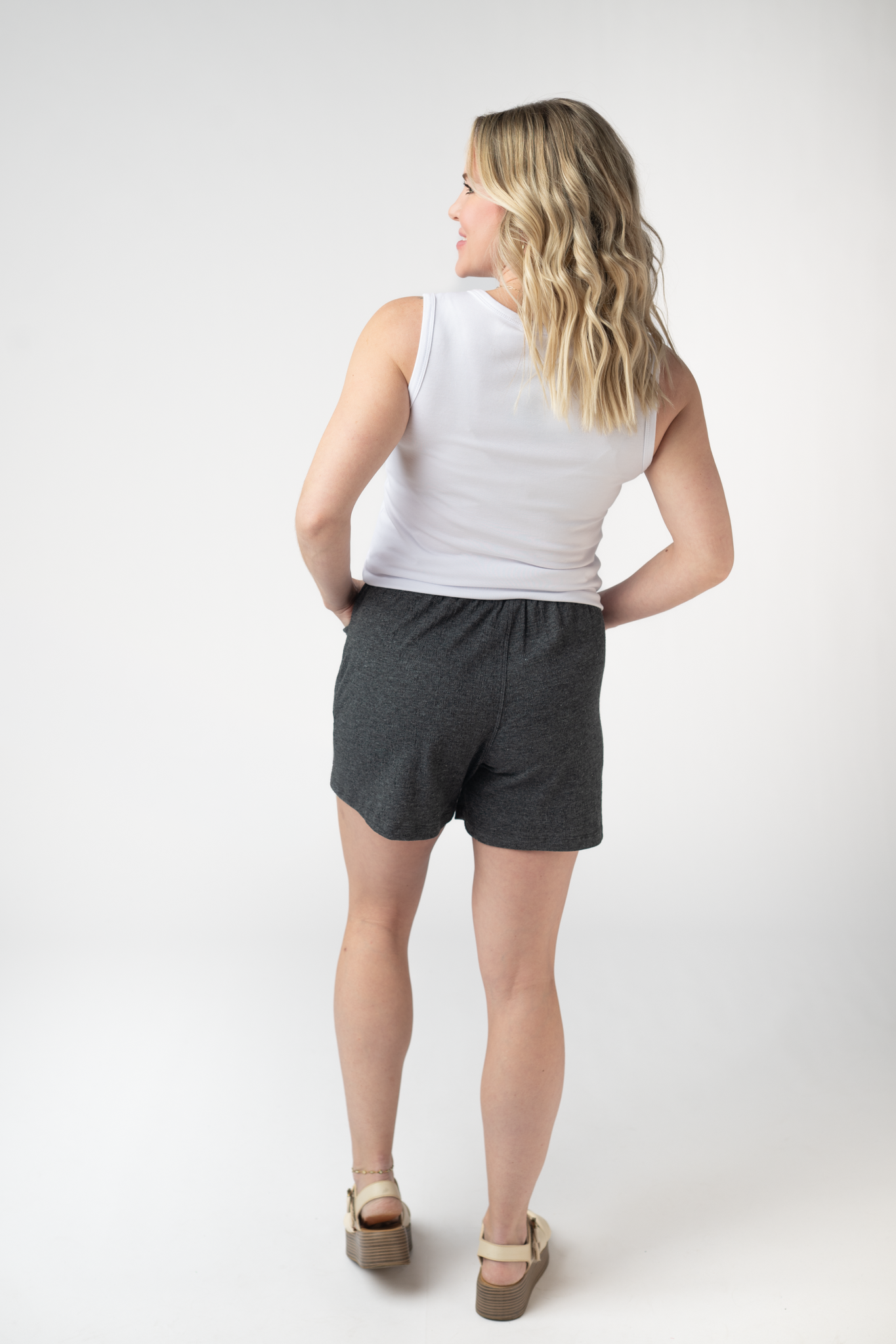 Michelle Mae Candice Crinkle Shorts - Charcoal
