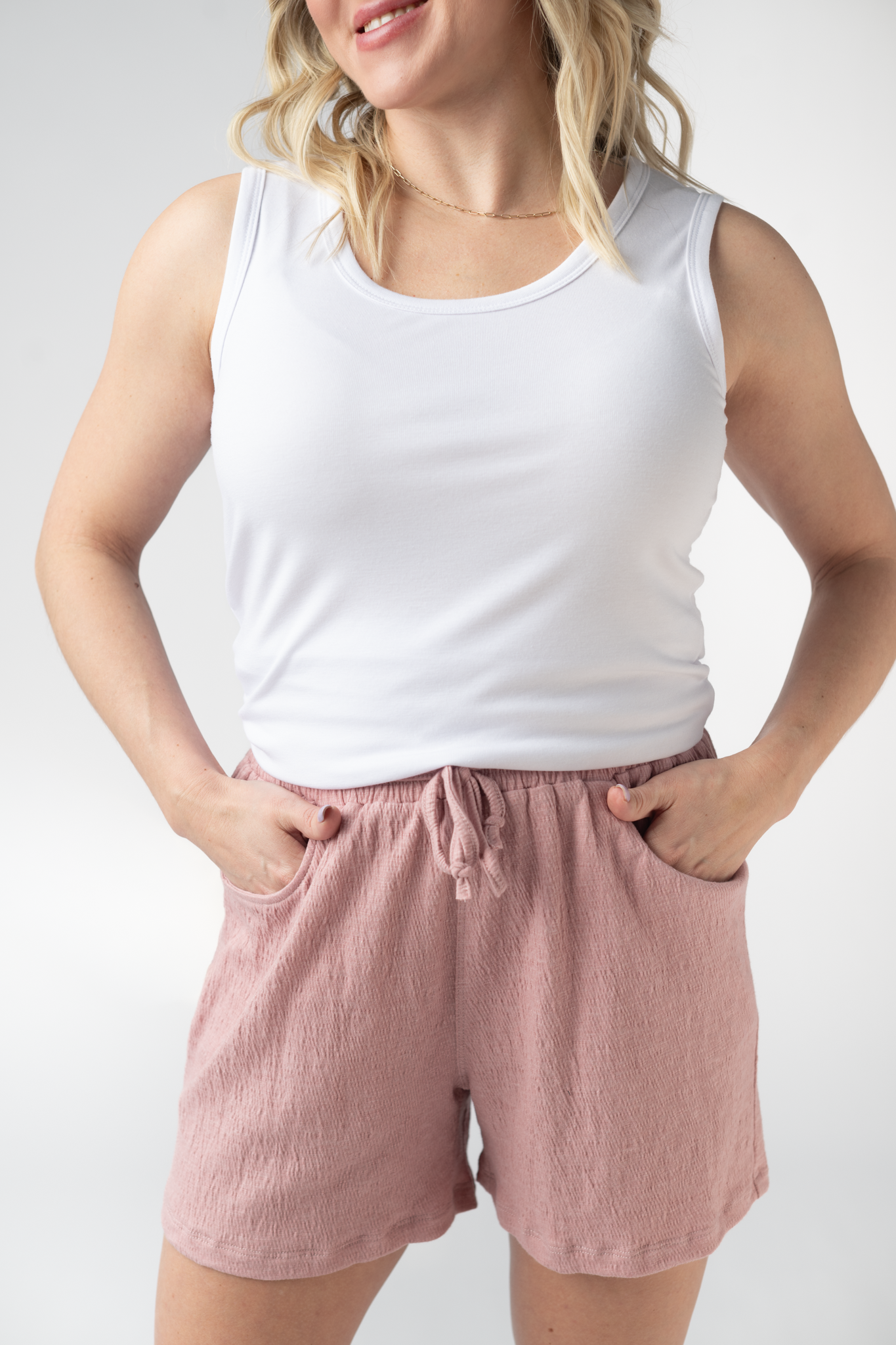Michelle Mae Candice Crinkle Shorts - Dusty Rose