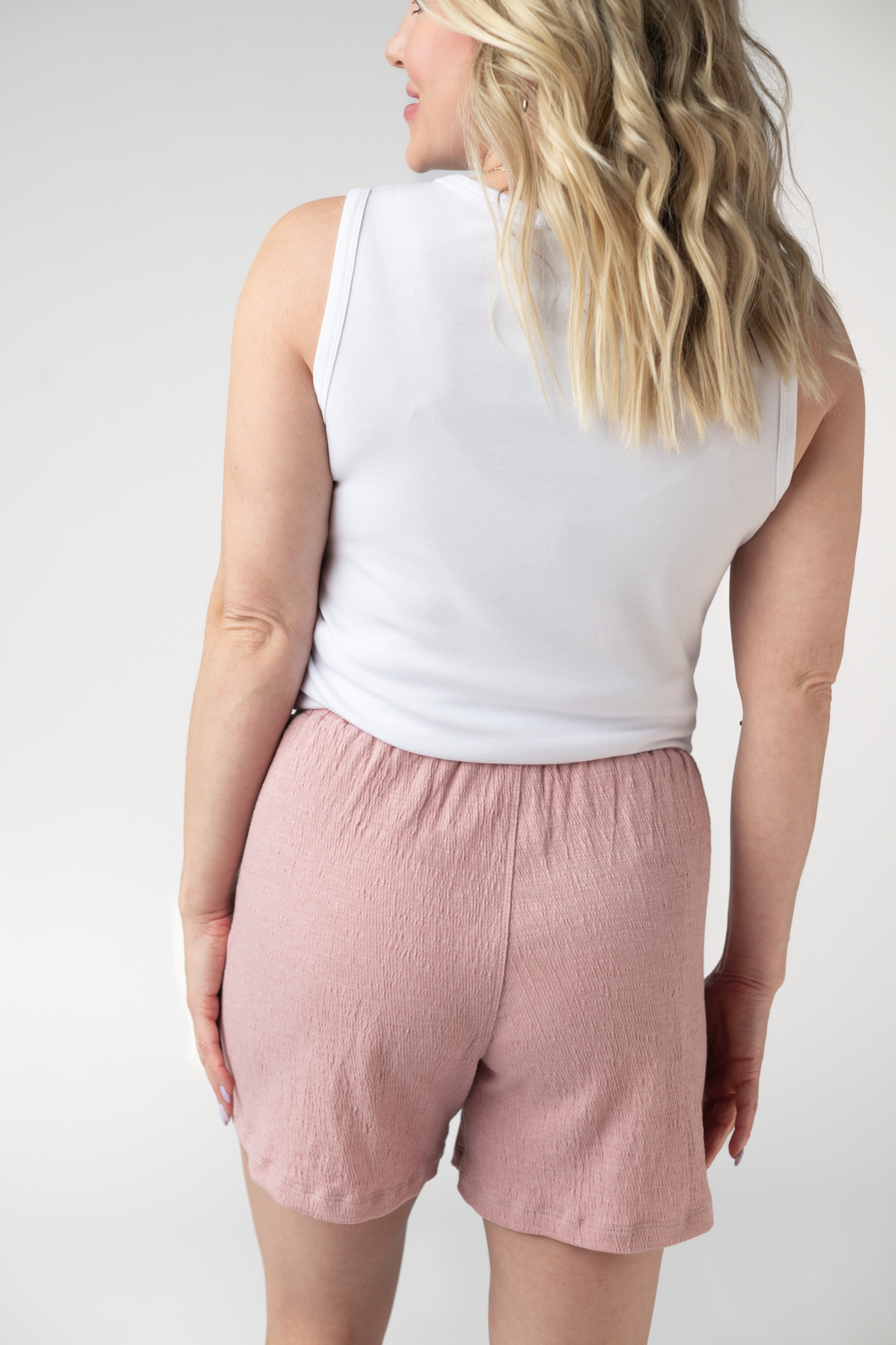 Michelle Mae Candice Crinkle Shorts - Dusty Rose