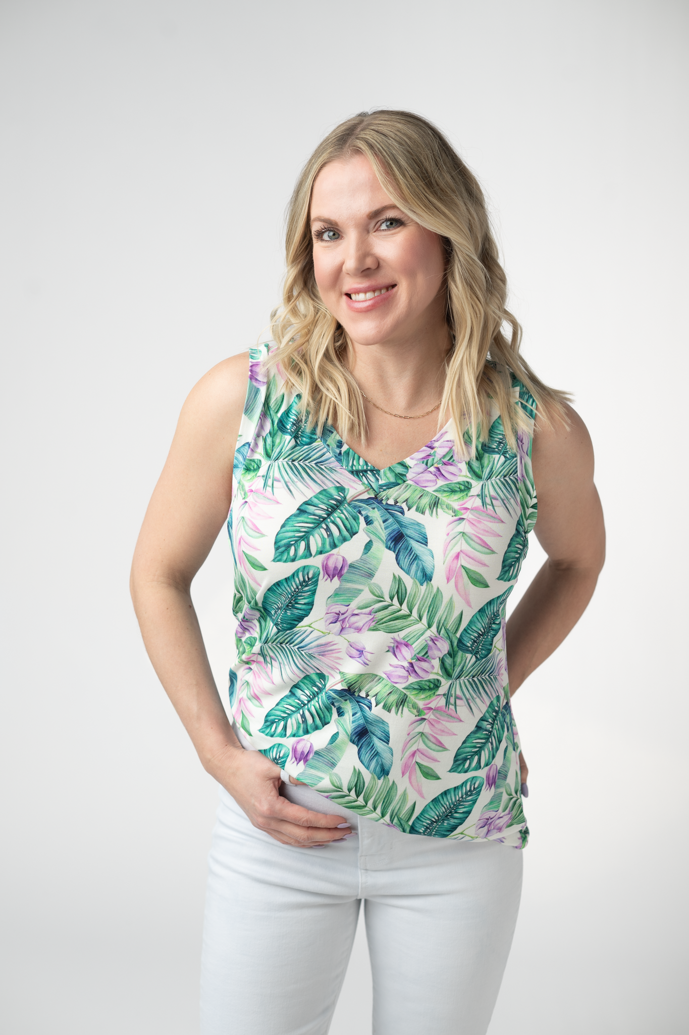 Michelle Mae Noelle Tank - Tropical Leaf