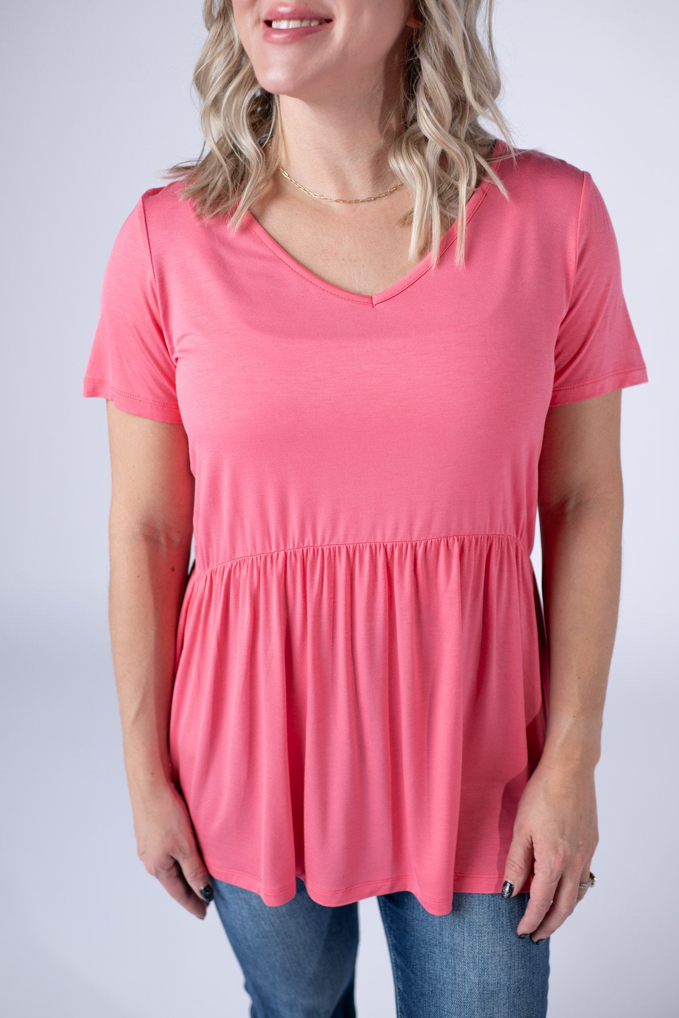 Michelle Mae Sarah Ruffle Short Sleeve - Sun Kissed Coral