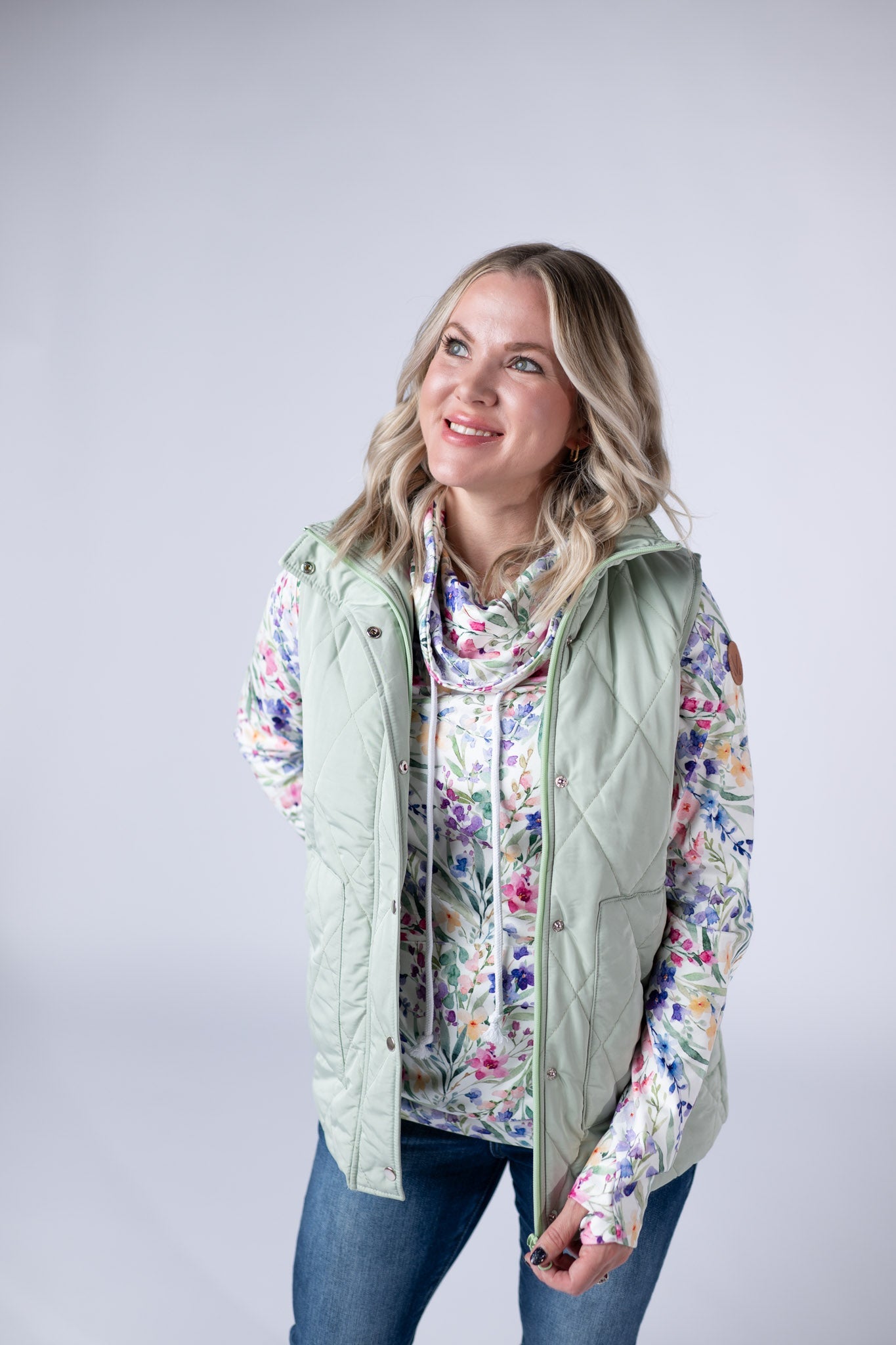 IN STOCK Remy Zip Up Vest - Sage