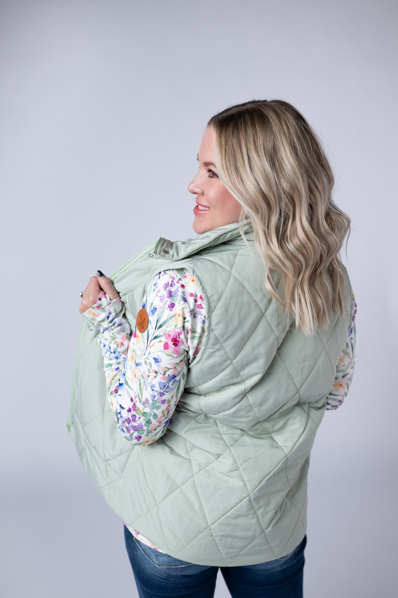 IN STOCK Remy Zip Up Vest - Sage