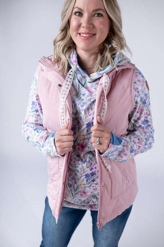IN STOCK Remy Zip Up Vest - Blush