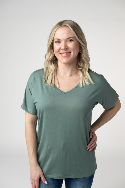 Michelle Mae Chloe Cozy Top - Dusty Jade