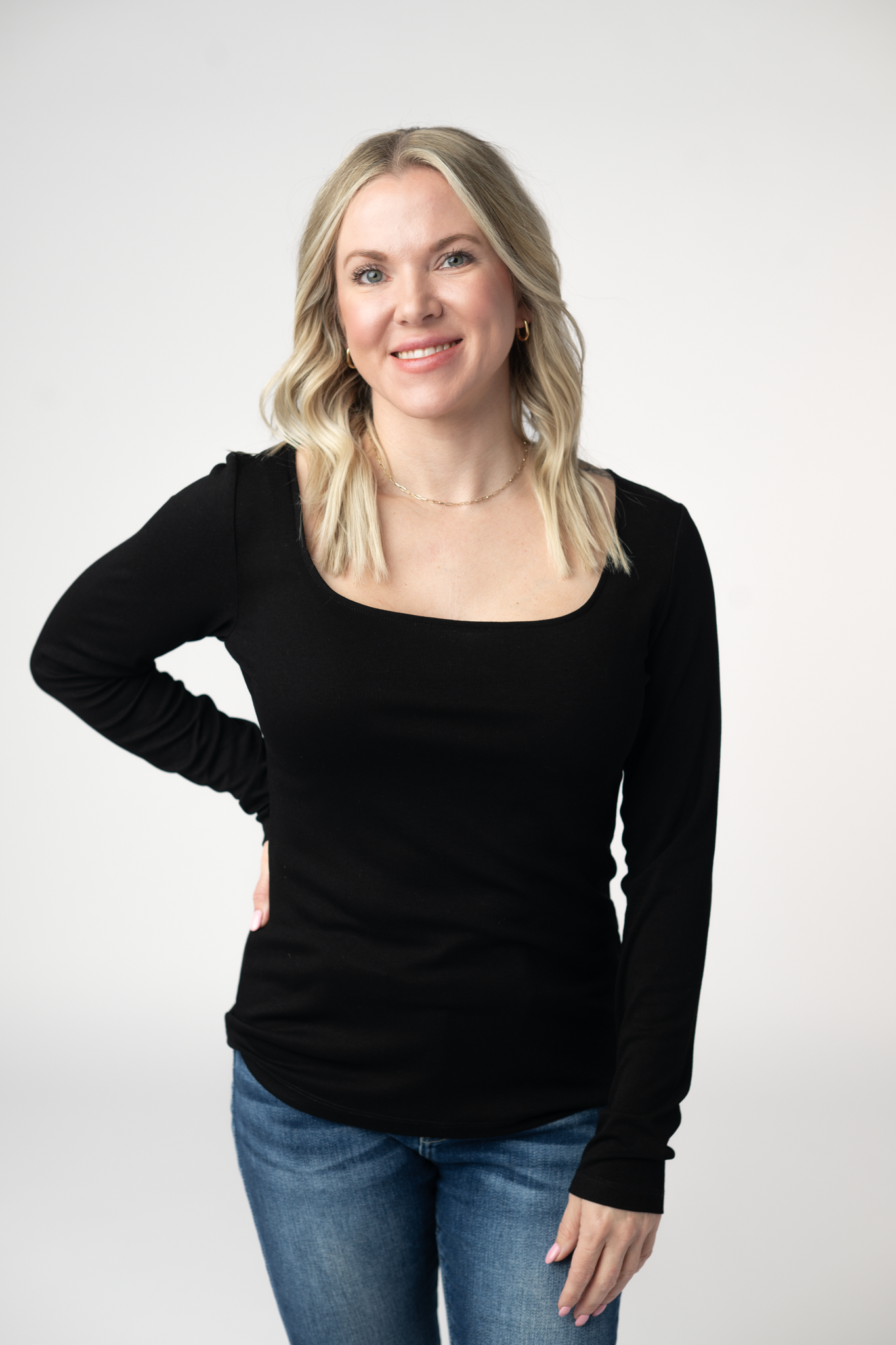 Michelle Mae Alyssa Long Sleeve Top - Black