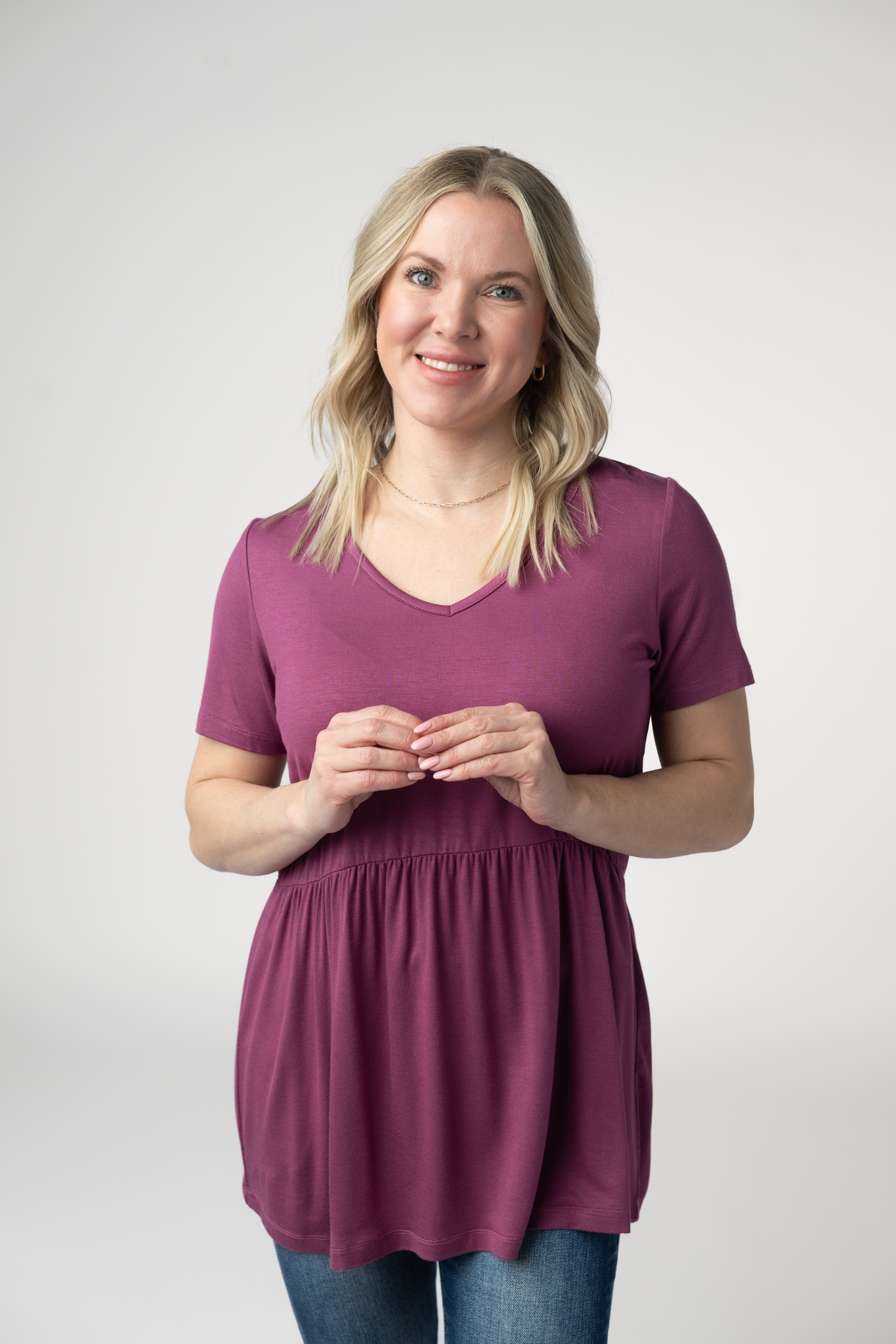 Michelle Mae Sarah Ruffle Short Sleeve - Mulberry