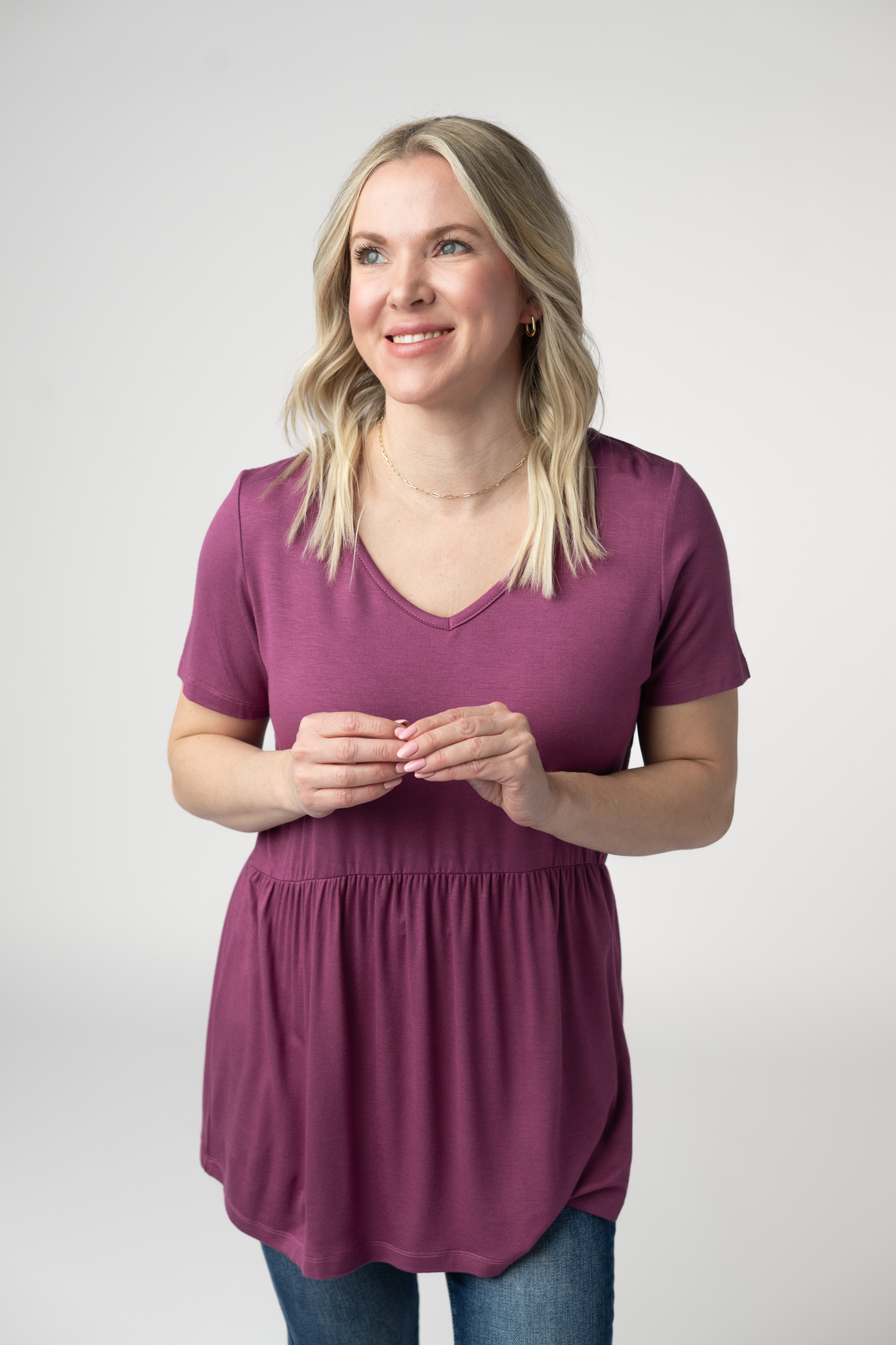 Michelle Mae Sarah Ruffle Short Sleeve - Mulberry