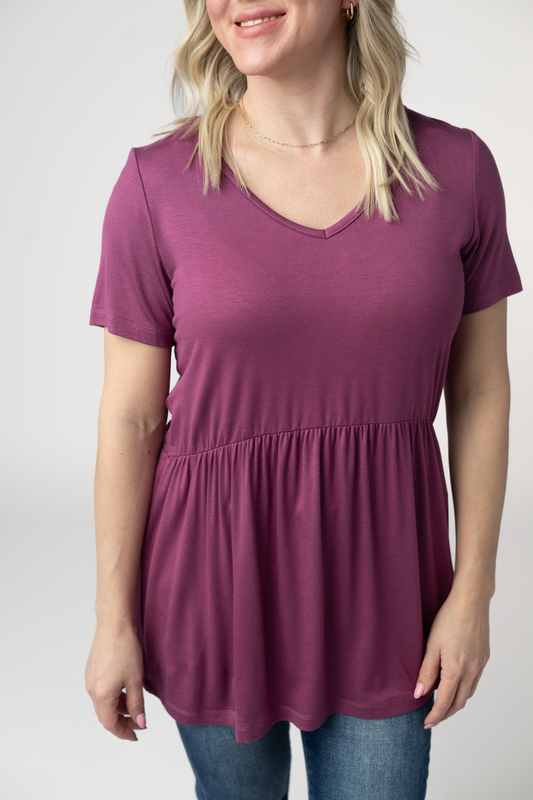 Michelle Mae Sarah Ruffle Short Sleeve - Mulberry