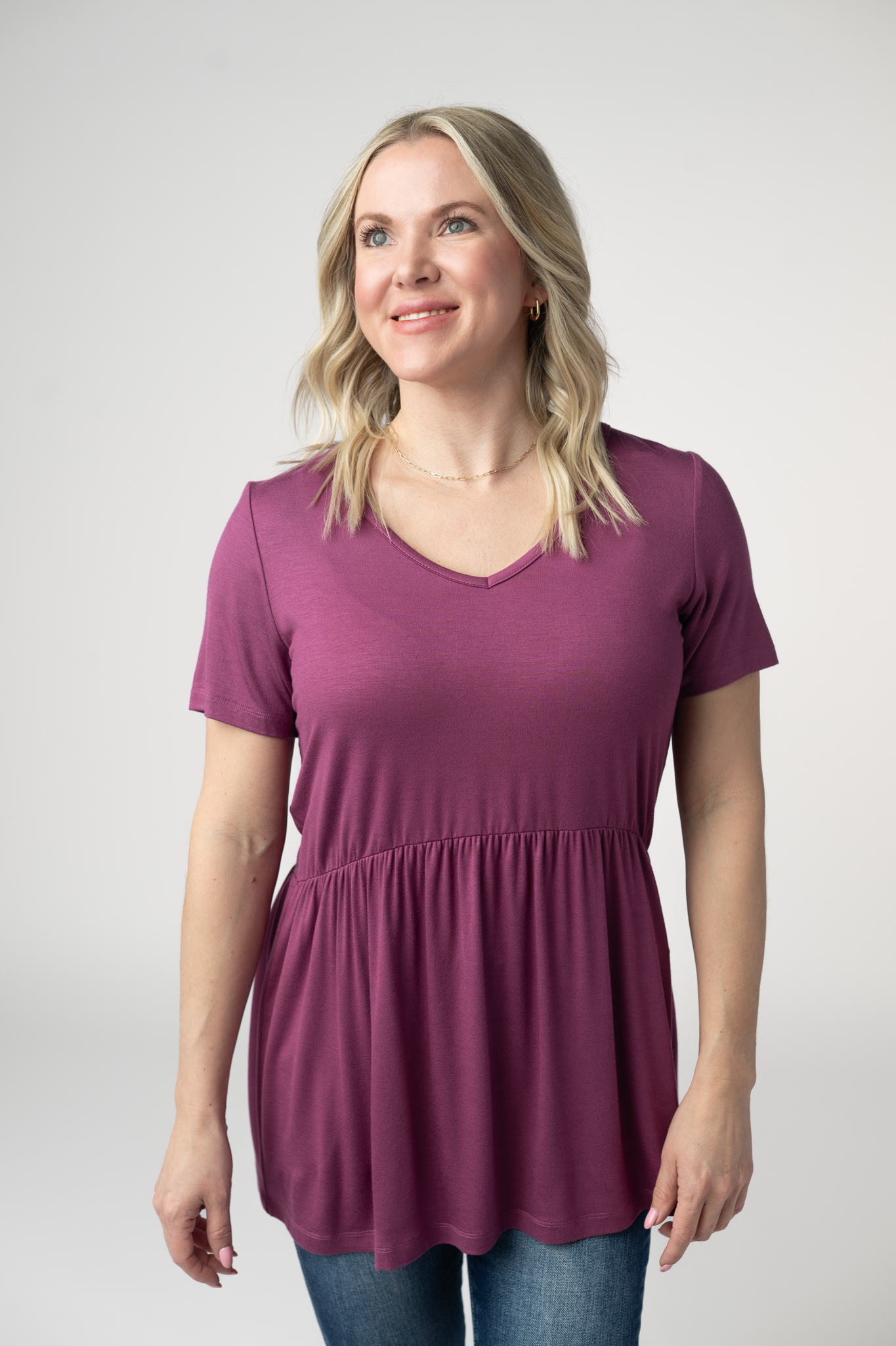 Michelle Mae Sarah Ruffle Short Sleeve - Mulberry