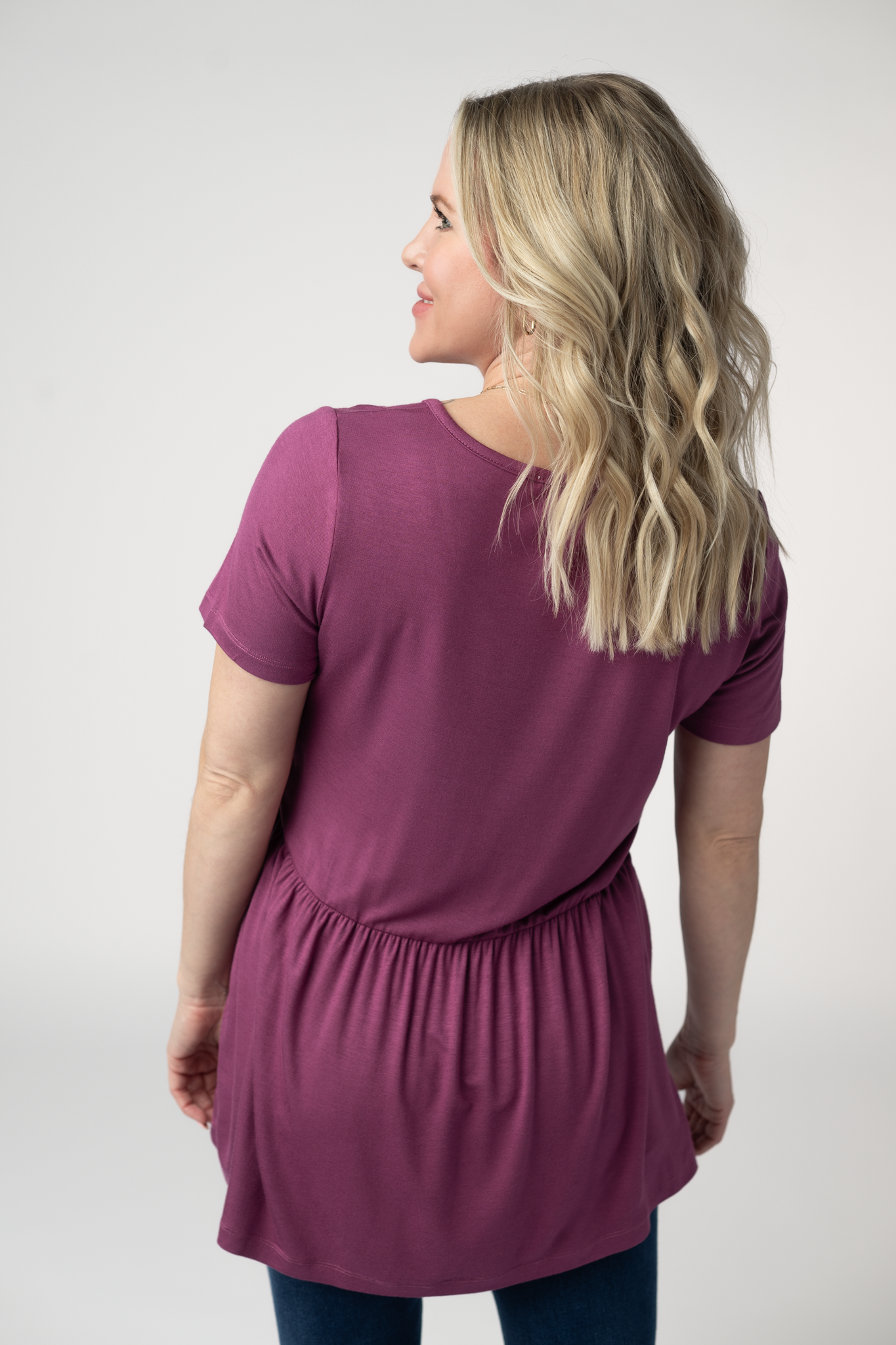 Michelle Mae Sarah Ruffle Short Sleeve - Mulberry