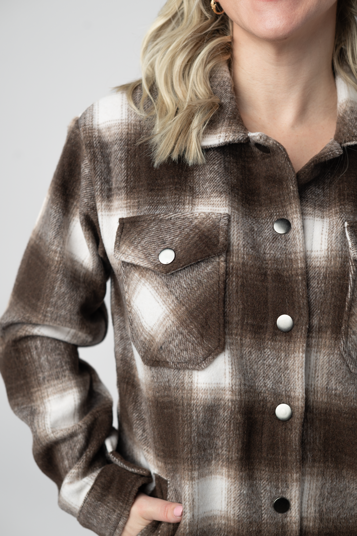 Michelle Mae Norah Shacket - Brown Plaid