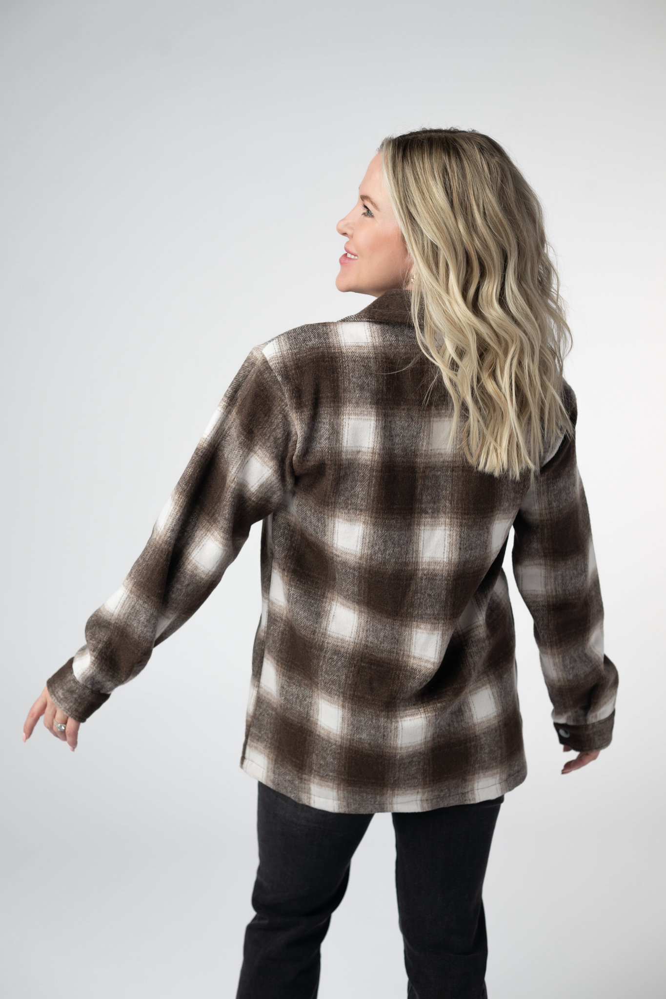 Michelle Mae Norah Shacket - Brown Plaid