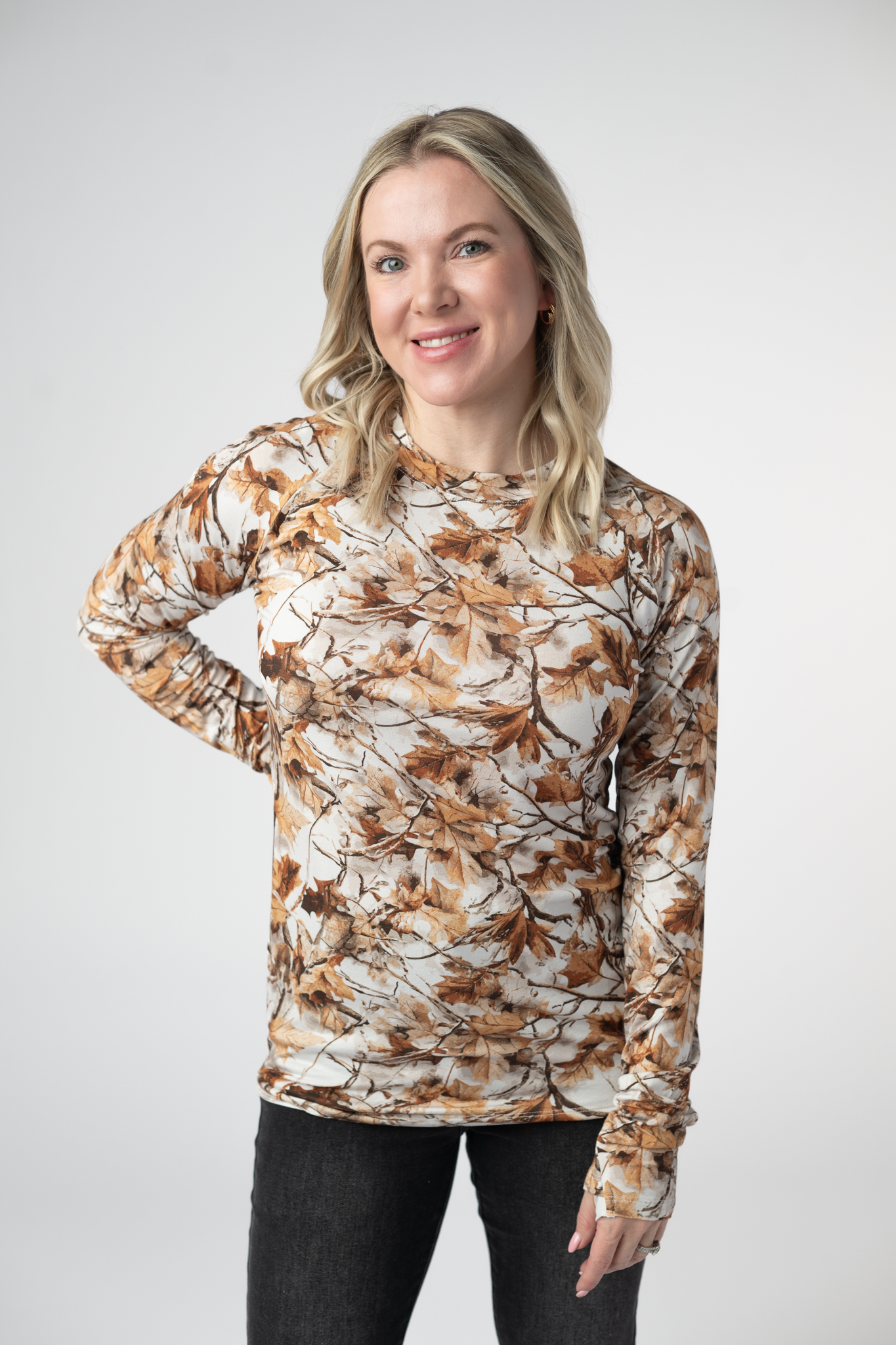 Michelle Mae Blair Long Sleeve Top - Woodsy Camo